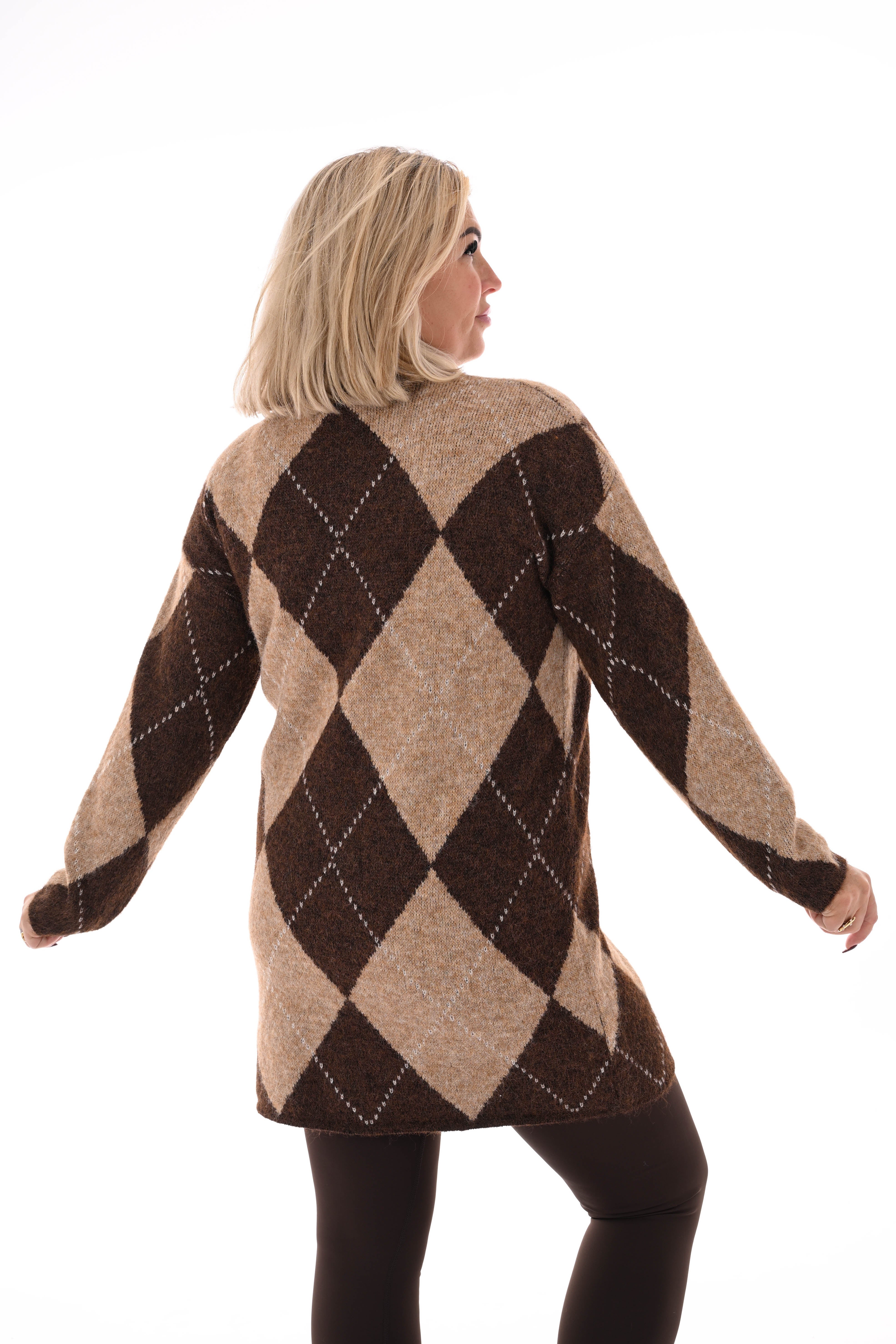 Gebreide jurk patroon beige