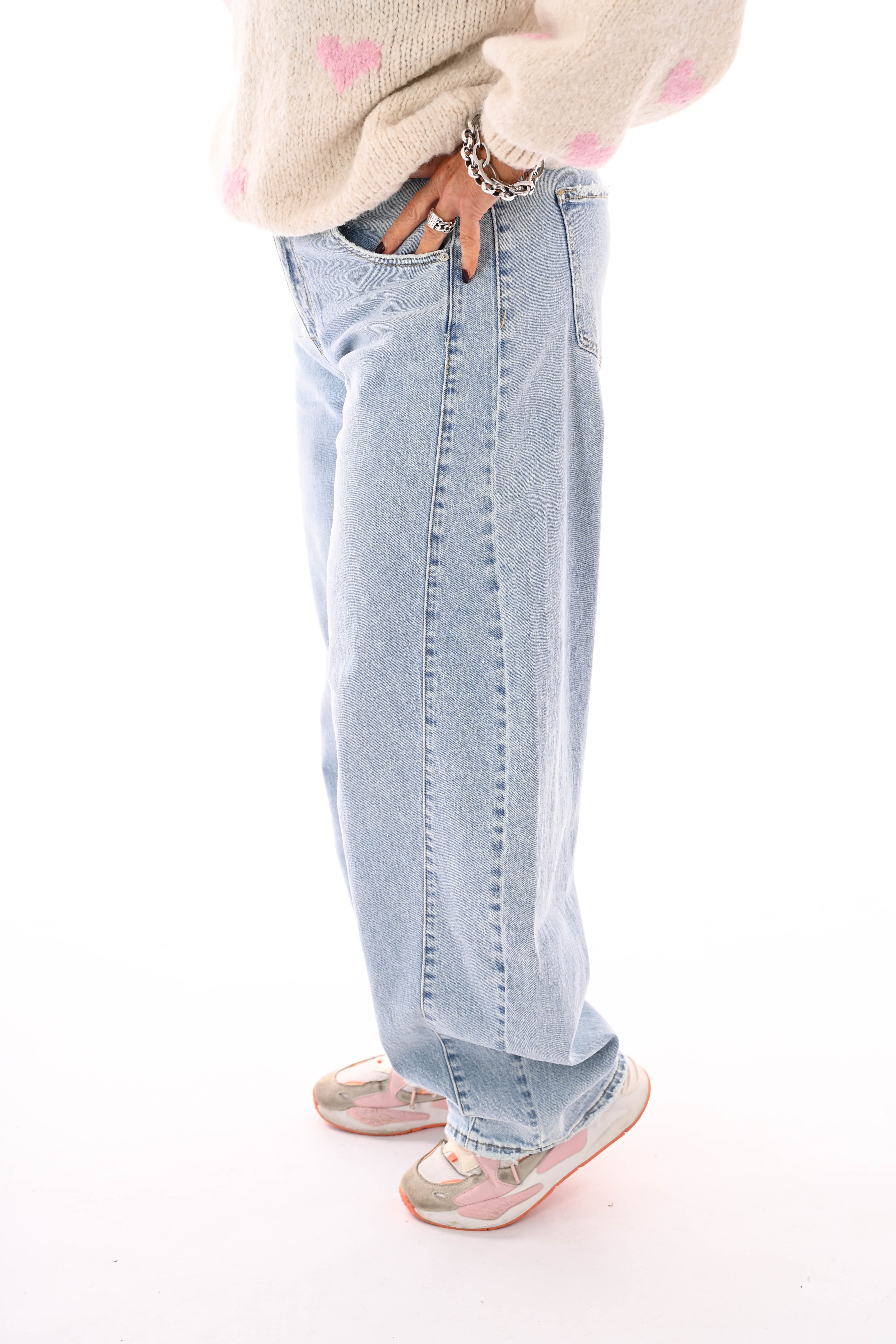 Queen of hearts barrel jeans lichtblauw
