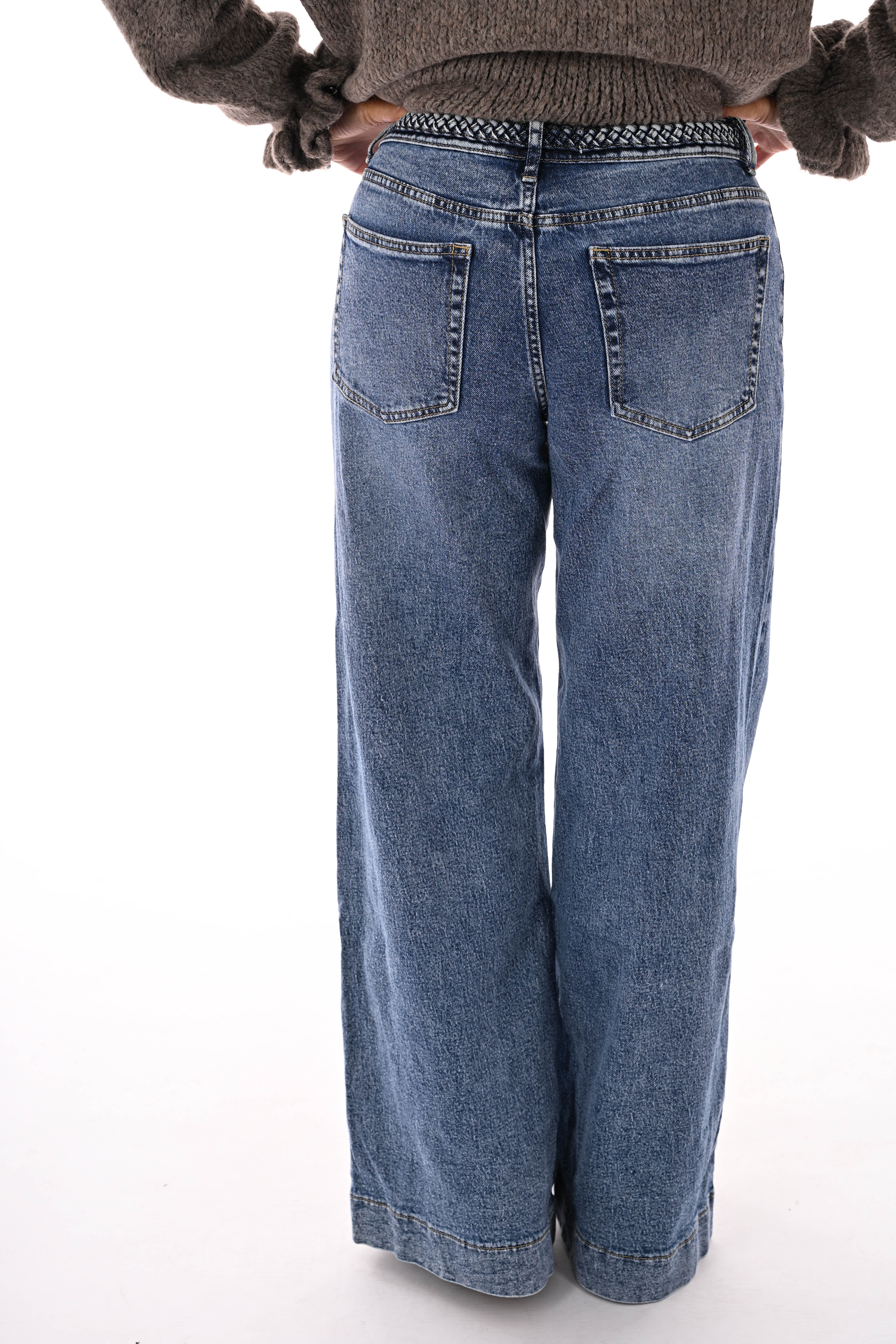 Queen of hearts vlechtband wide leg blauw