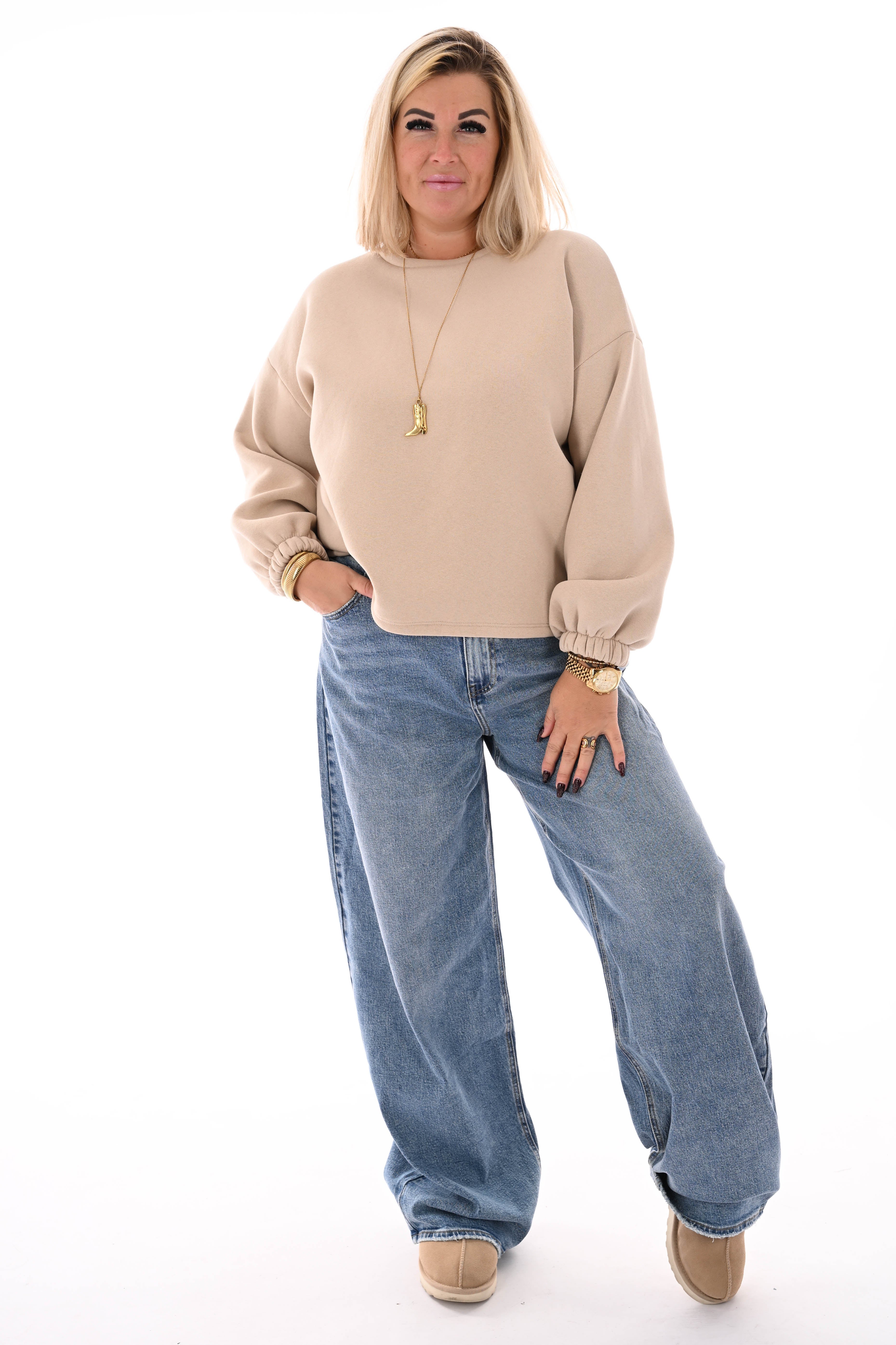 Sweater good vibes beige