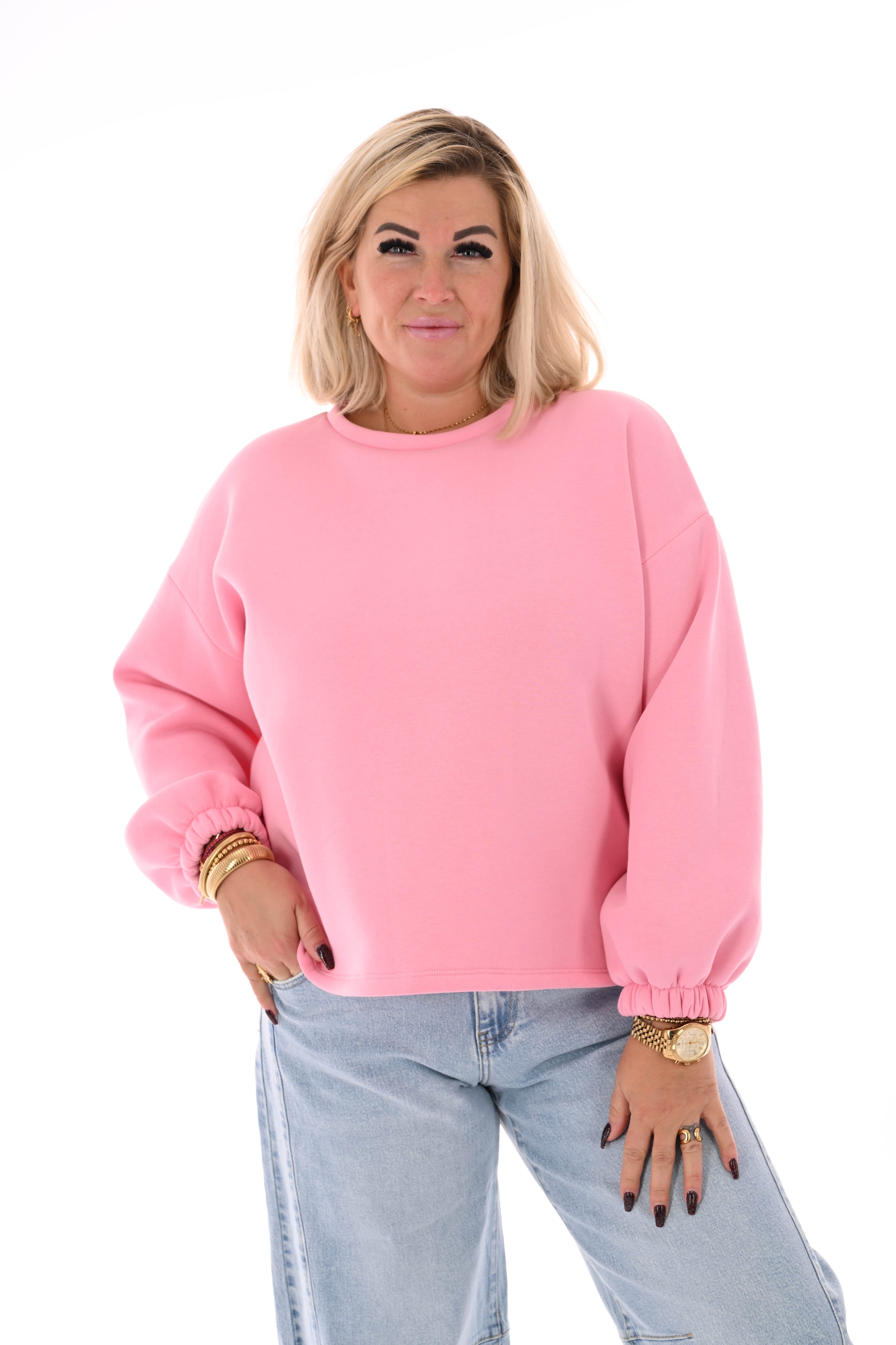 Sweater good vibes lichtroze