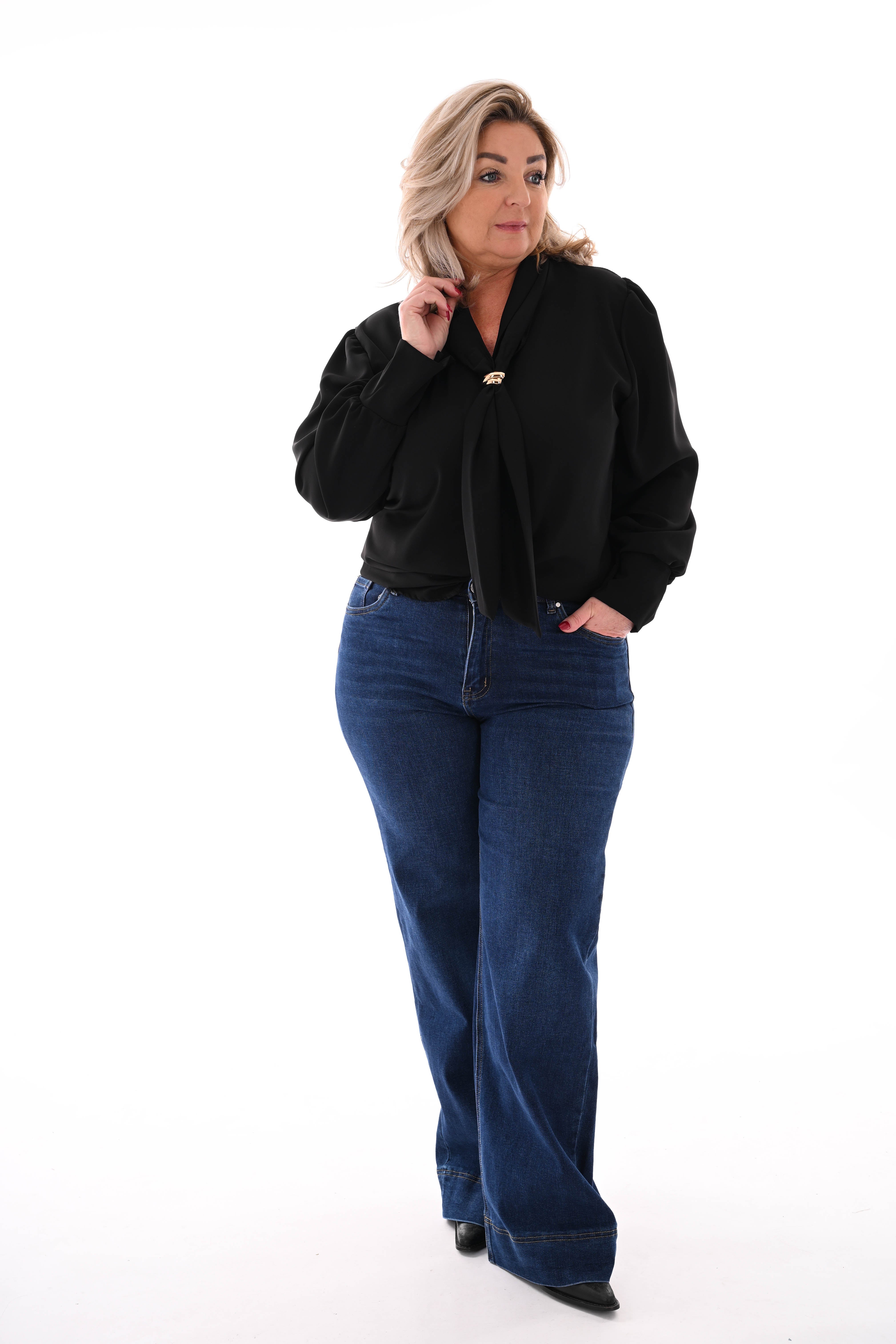 Blouse hals detail zwart