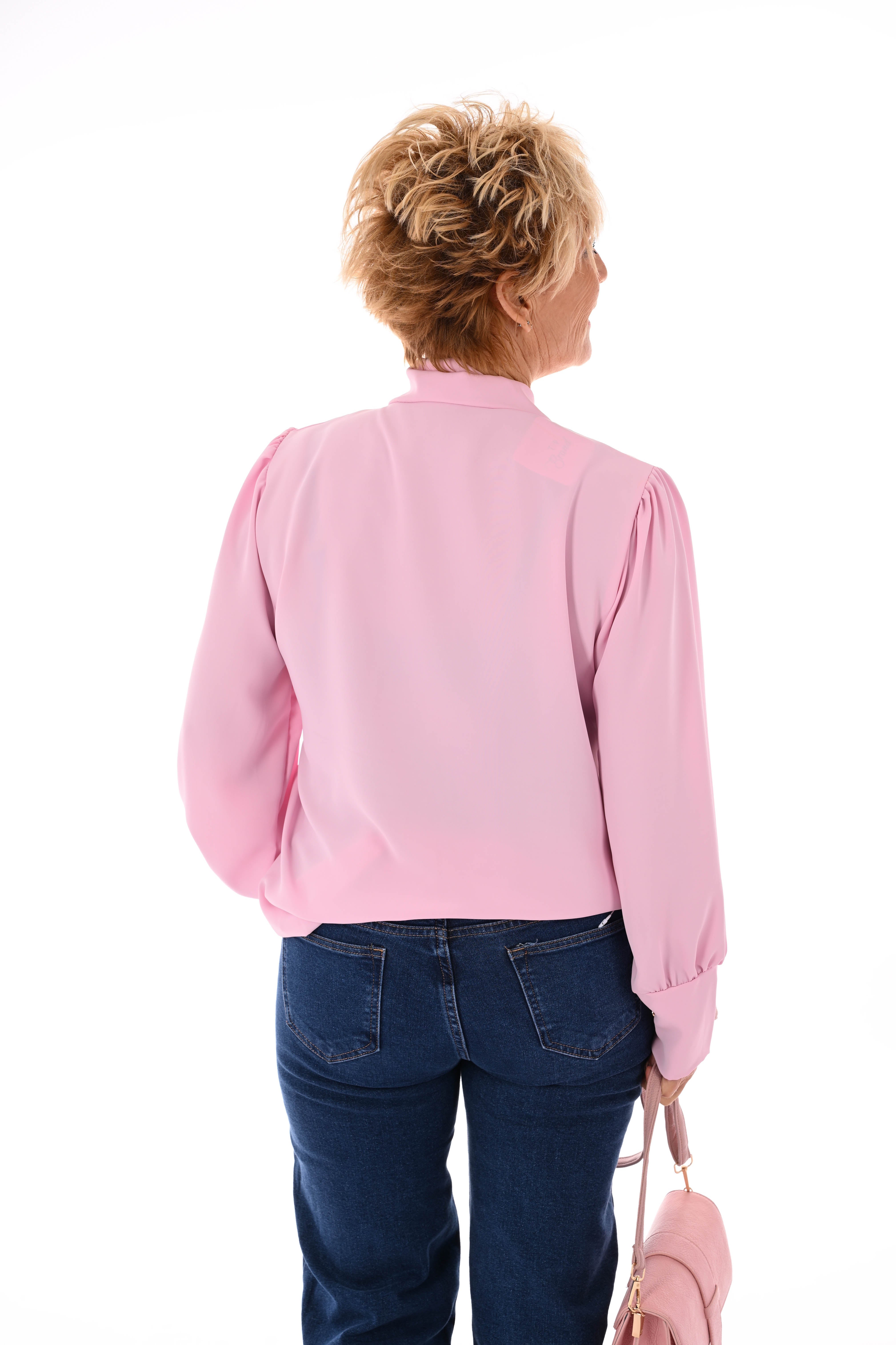 Blouse hals detail lichtroze