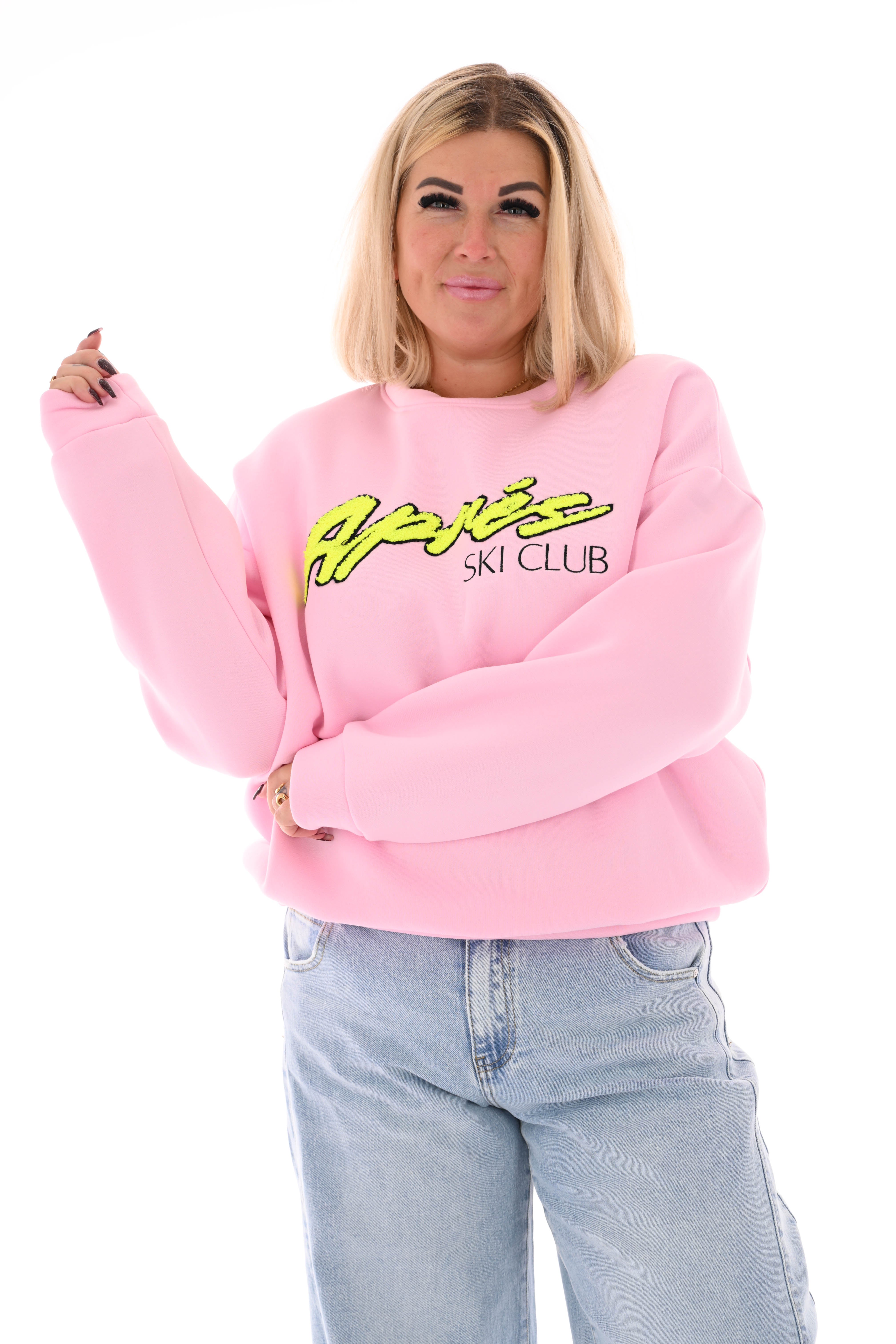 Sweater apres skiclub lichtroze