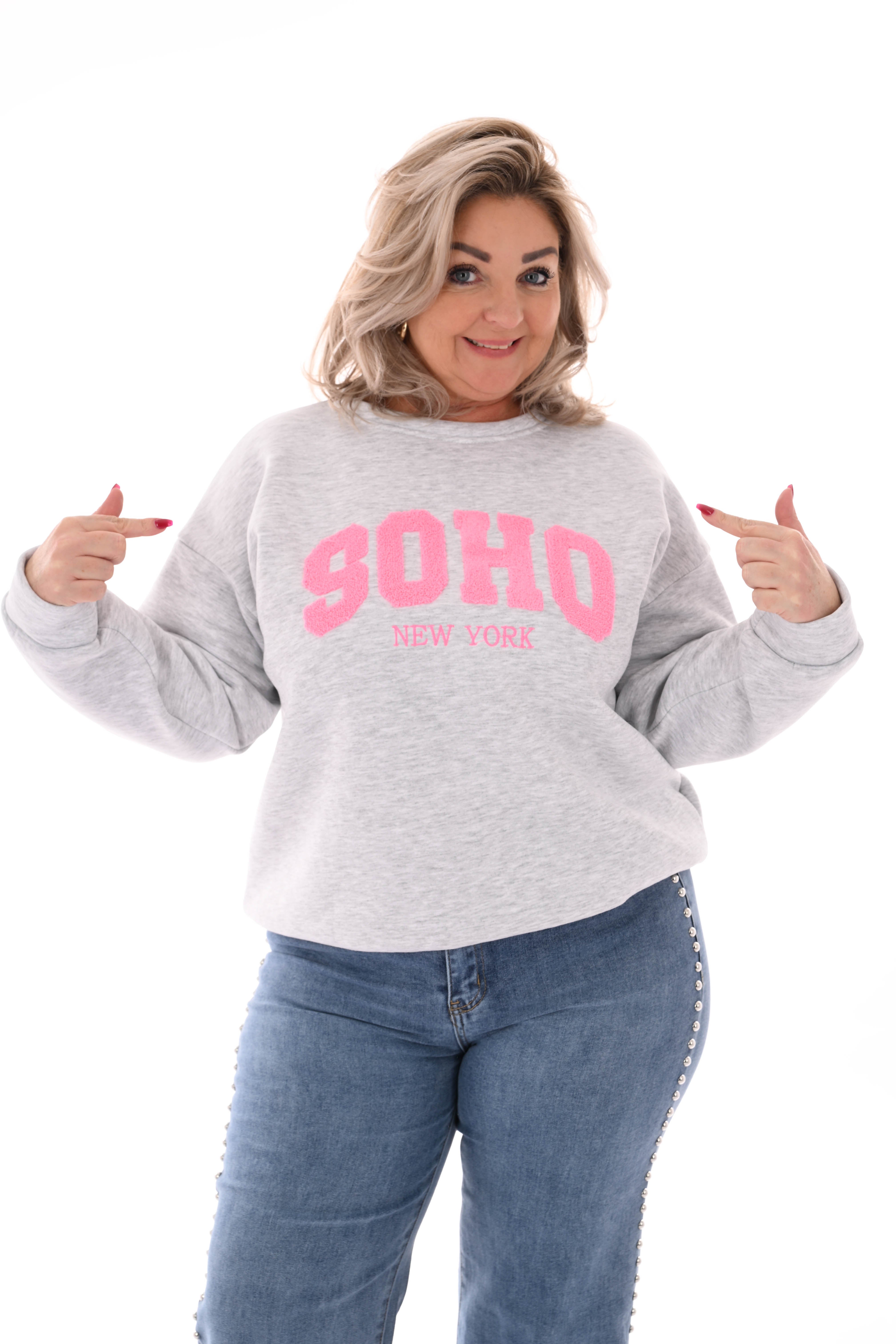Sweater trui soho uni lichtgrijs
