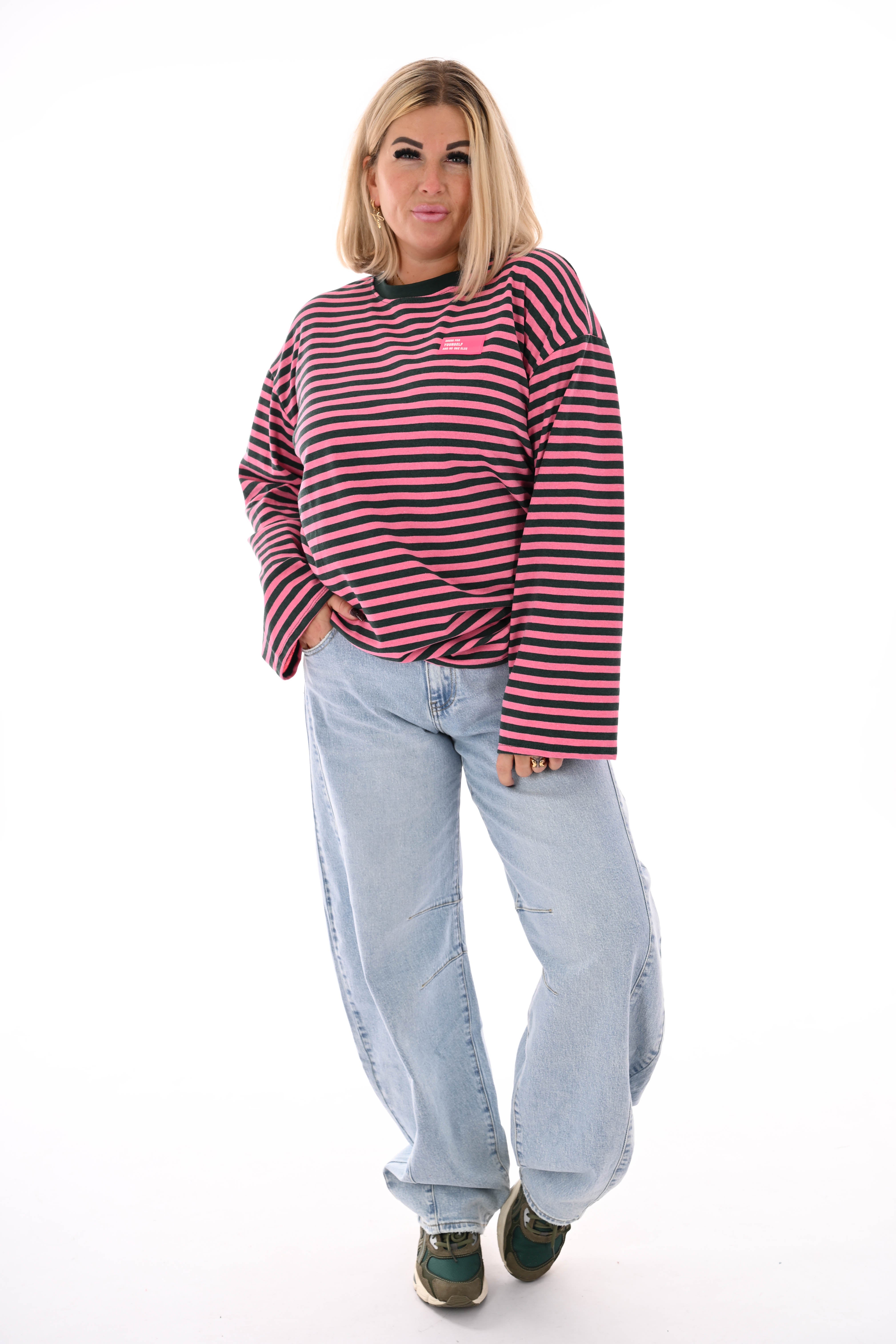 Trui fijne streepjes donkergroen