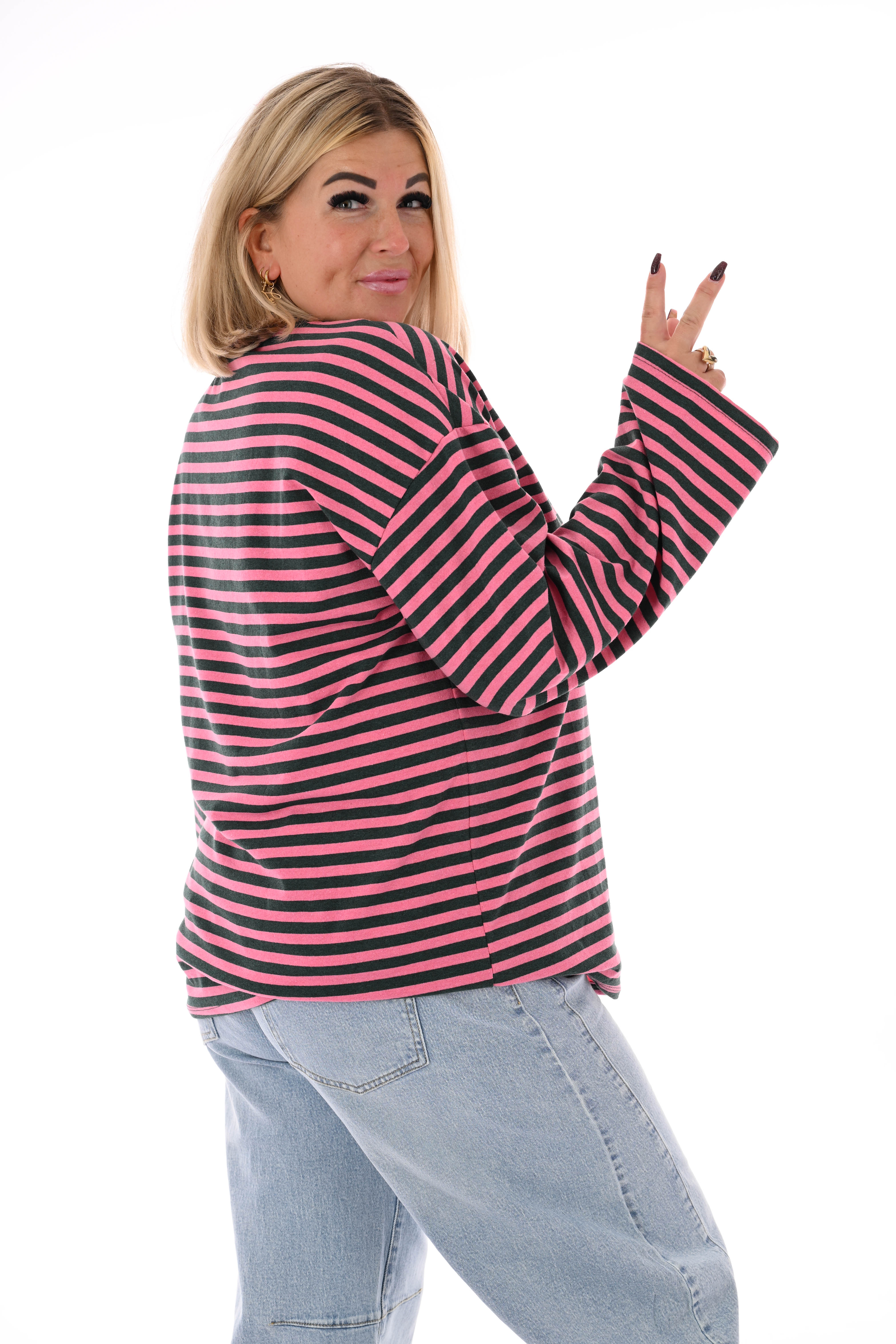 Trui fijne streepjes donkergroen