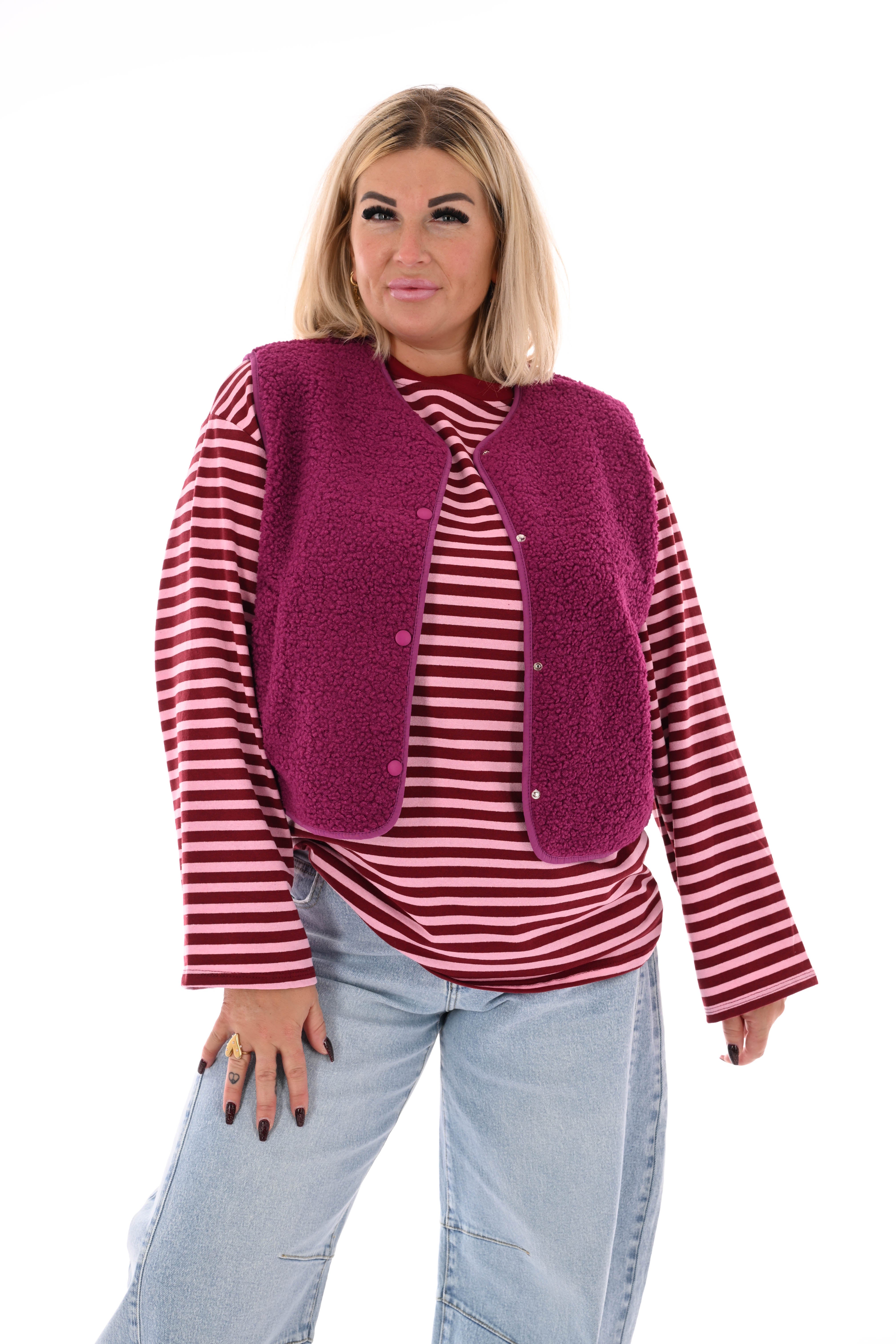 Teddy gilet met zakken cyclaam