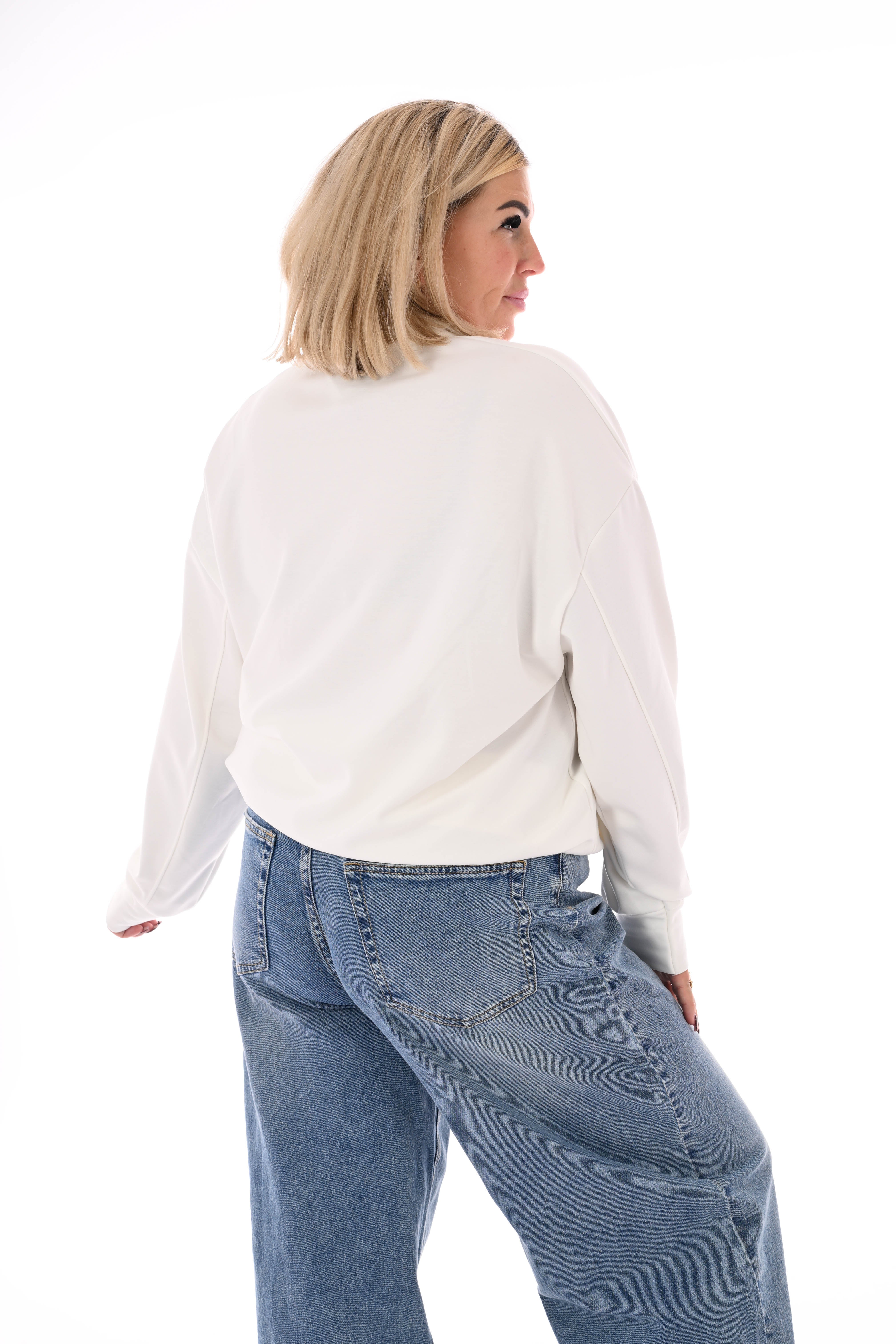 Sweater new york met rits roomwit