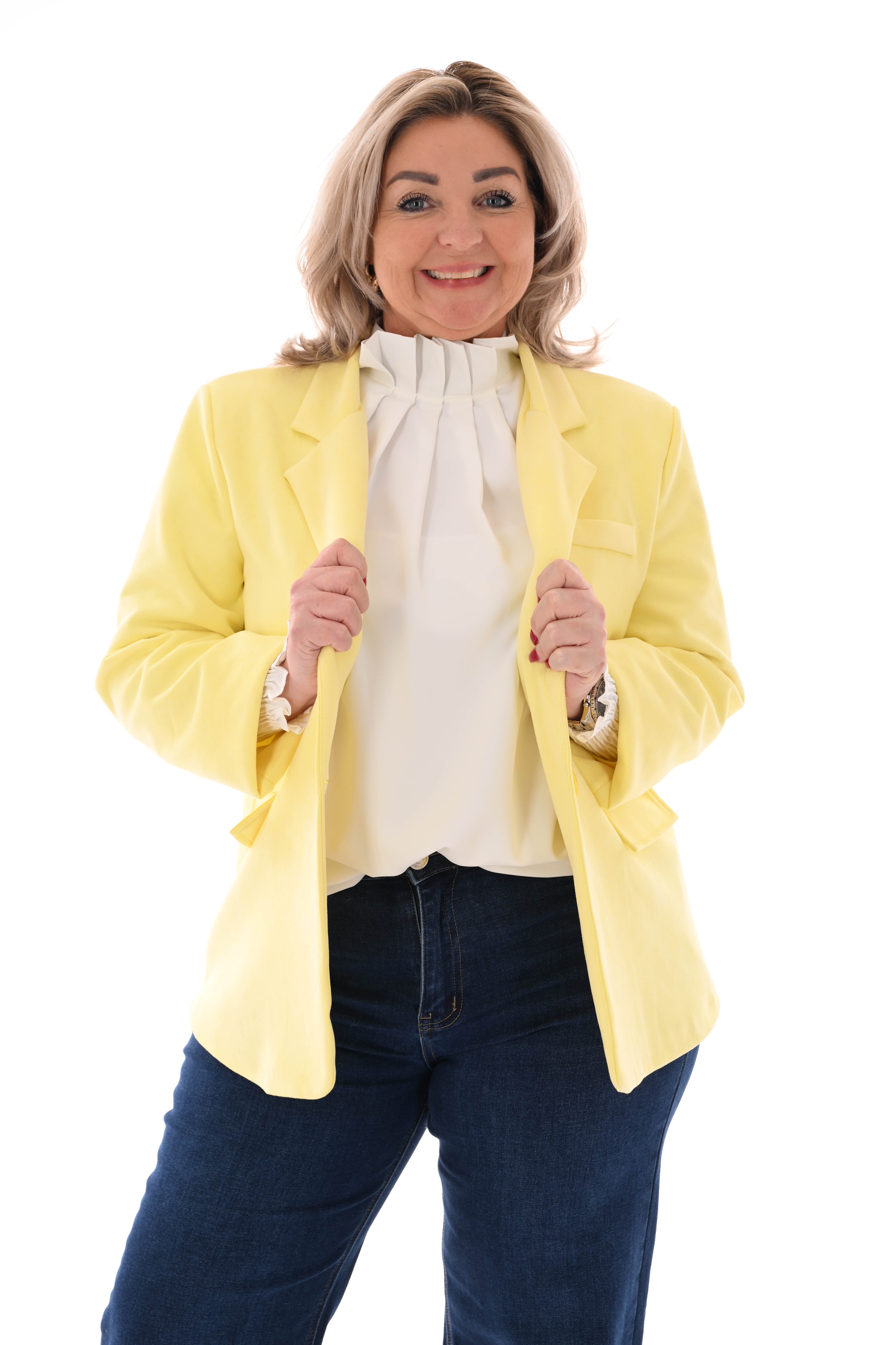Suedelook blazer uni lichtgeel