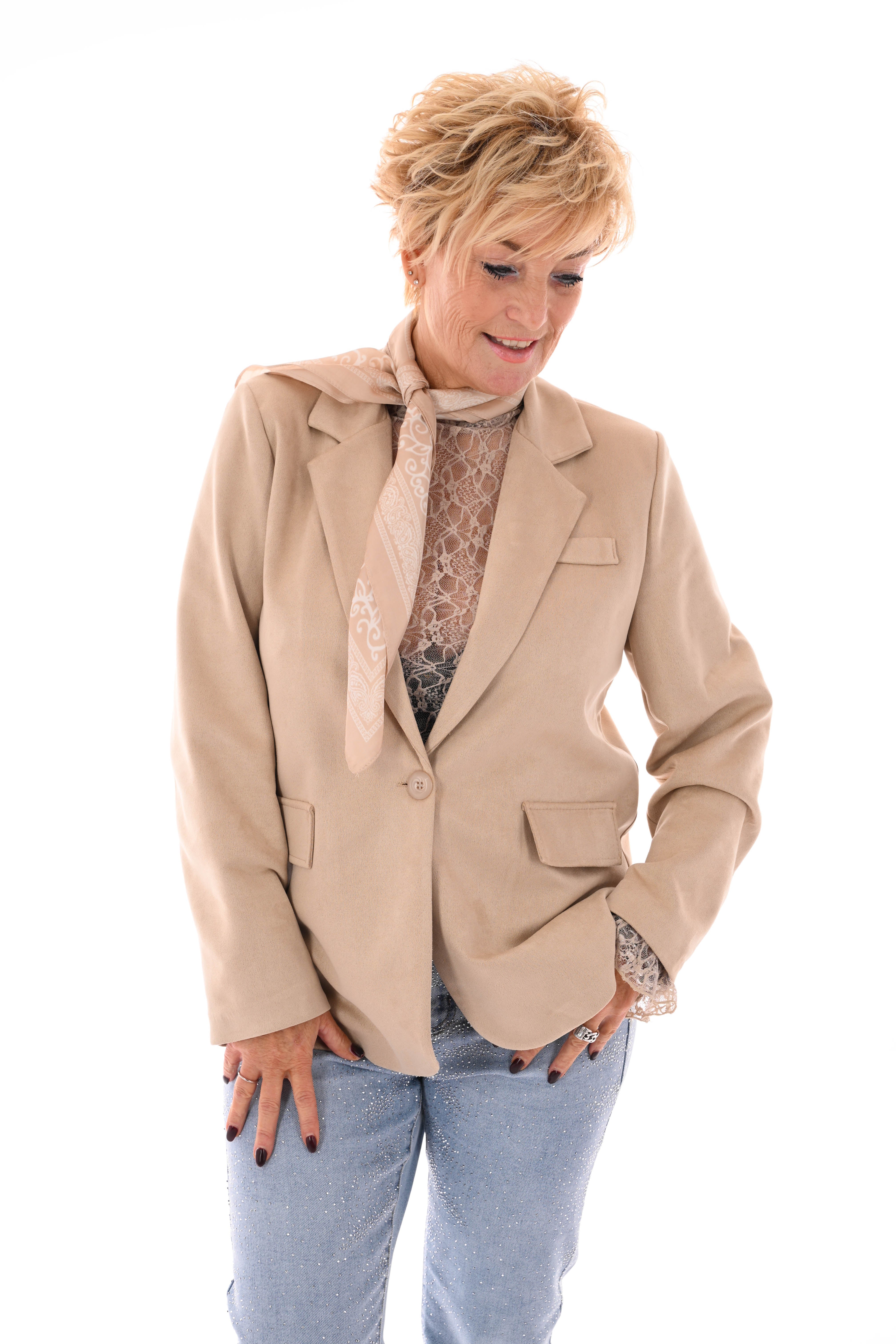 Suedelook blazer uni beige