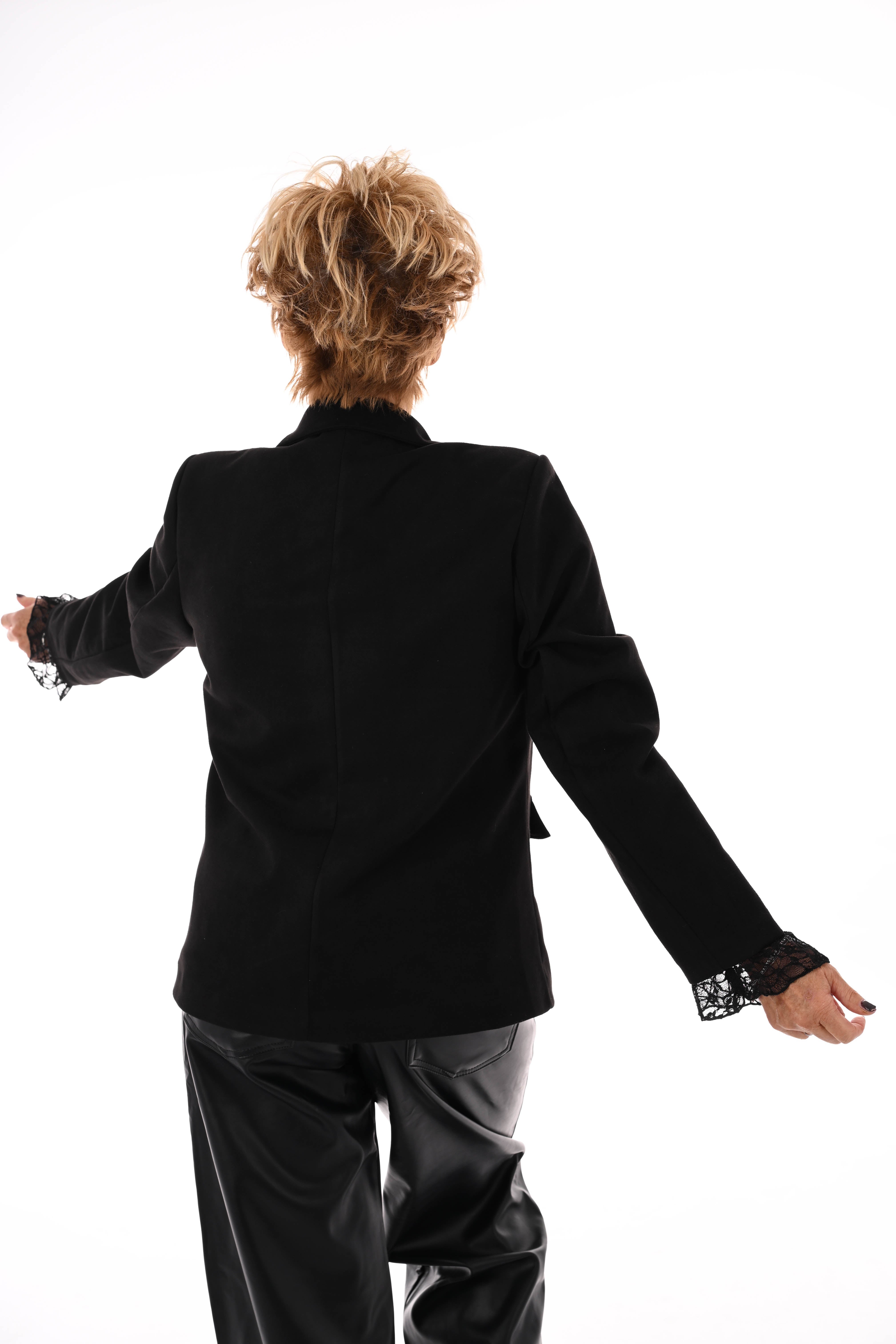 Suedelook blazer uni zwart