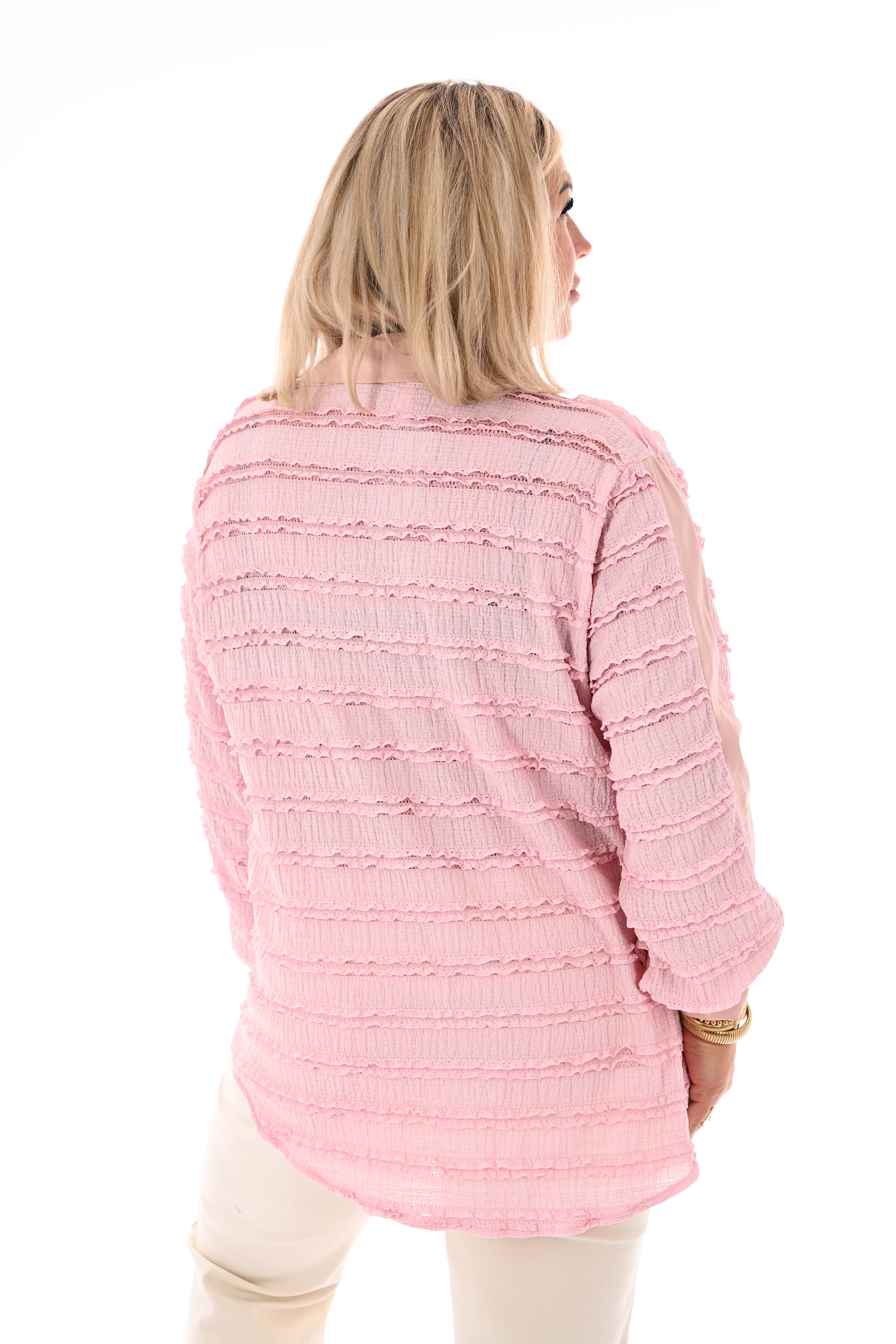 Blouse ruffles oudroze