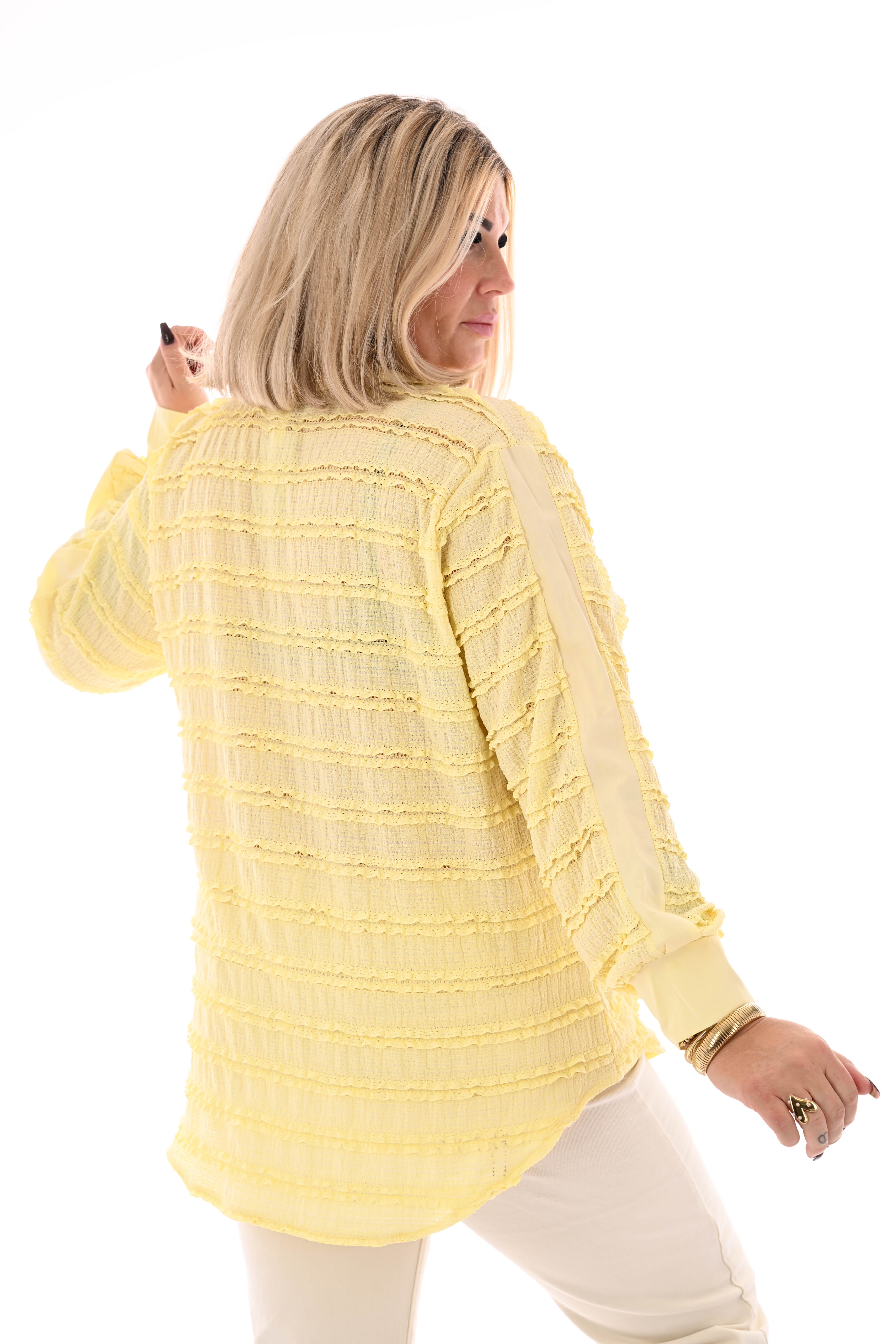 Blouse ruffles lichtgeel