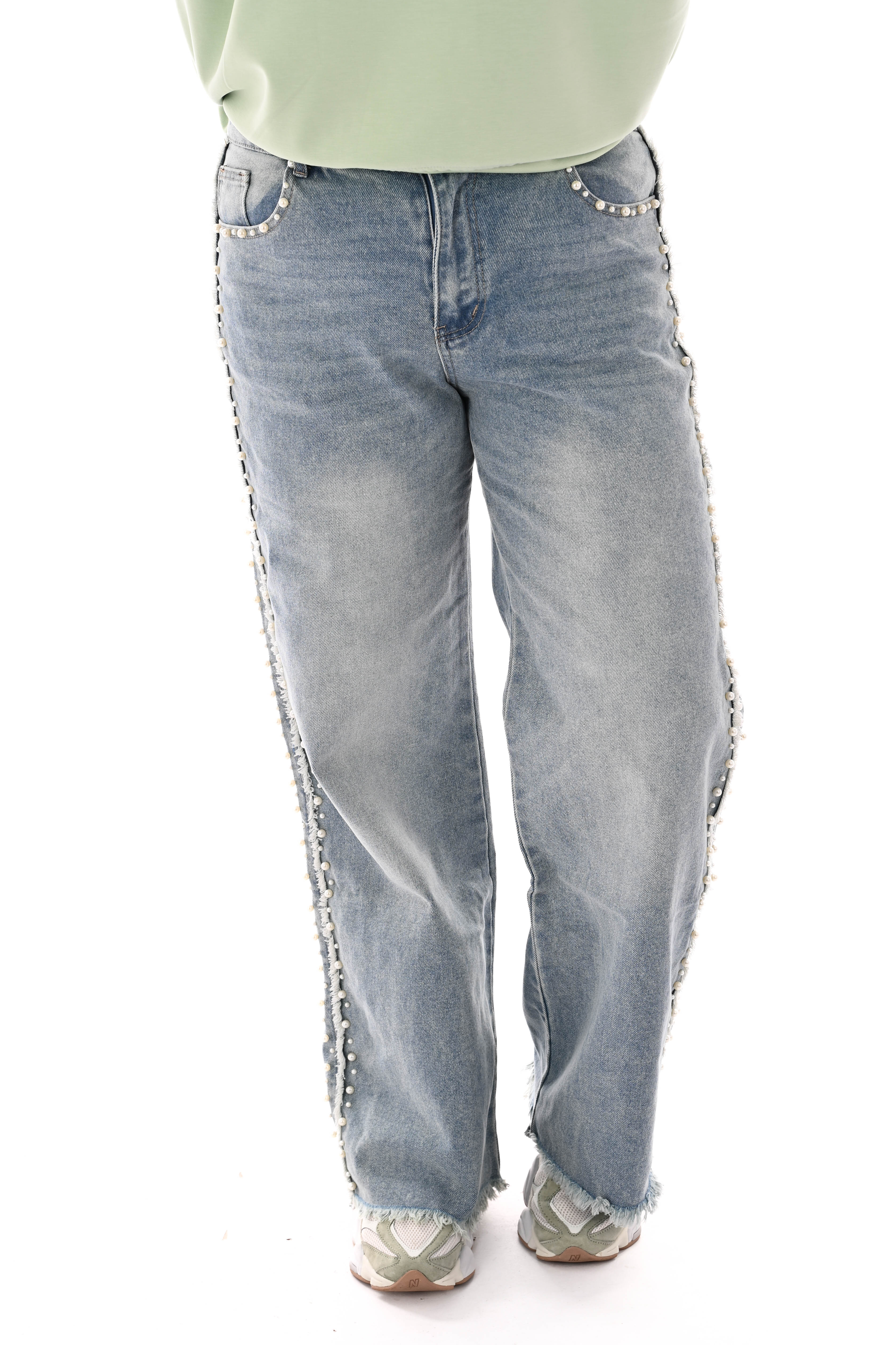 Monday wide leg parels lichtblauw