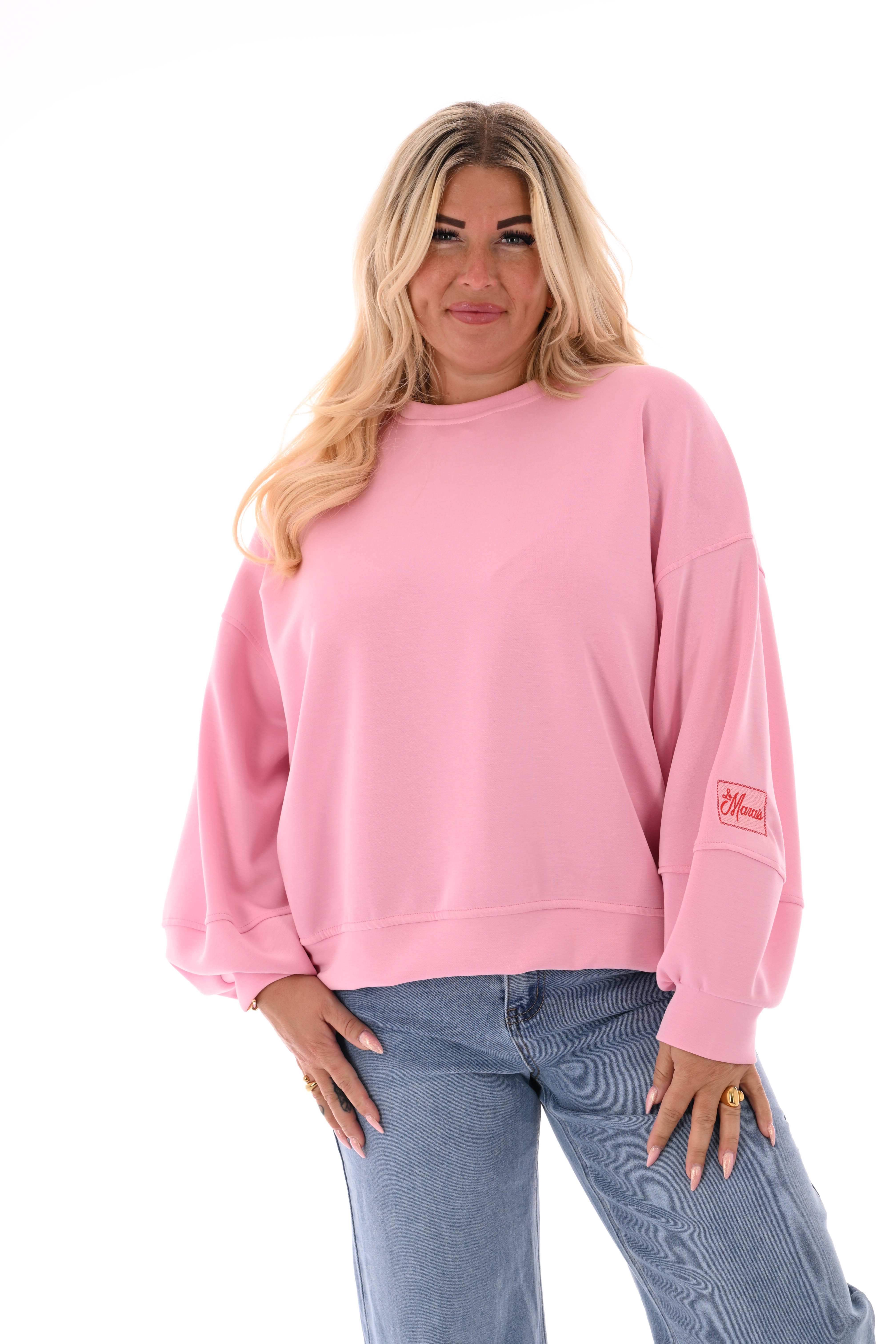 Sweater le marais applicatie lichtroze