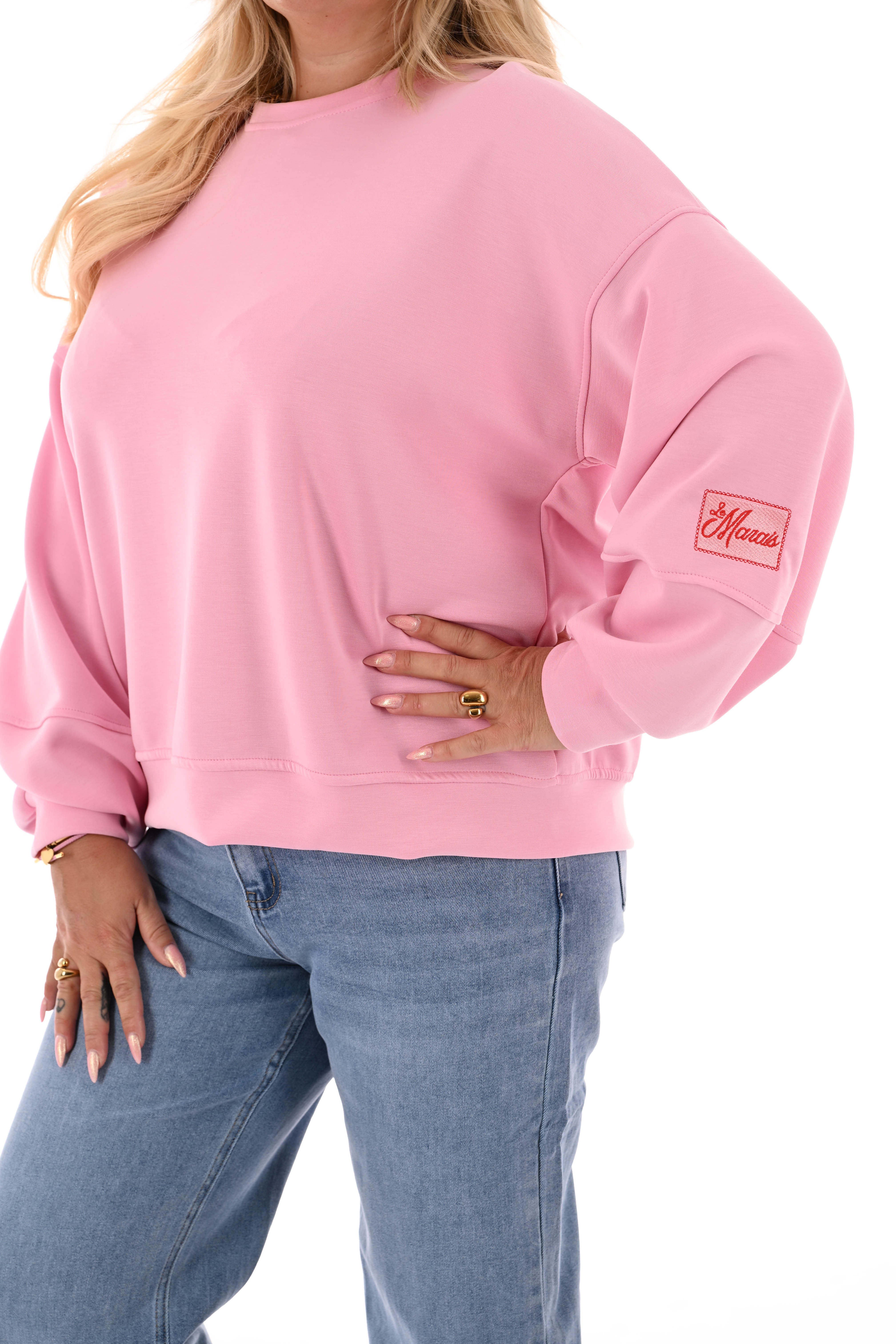 Sweater le marais applicatie lichtroze