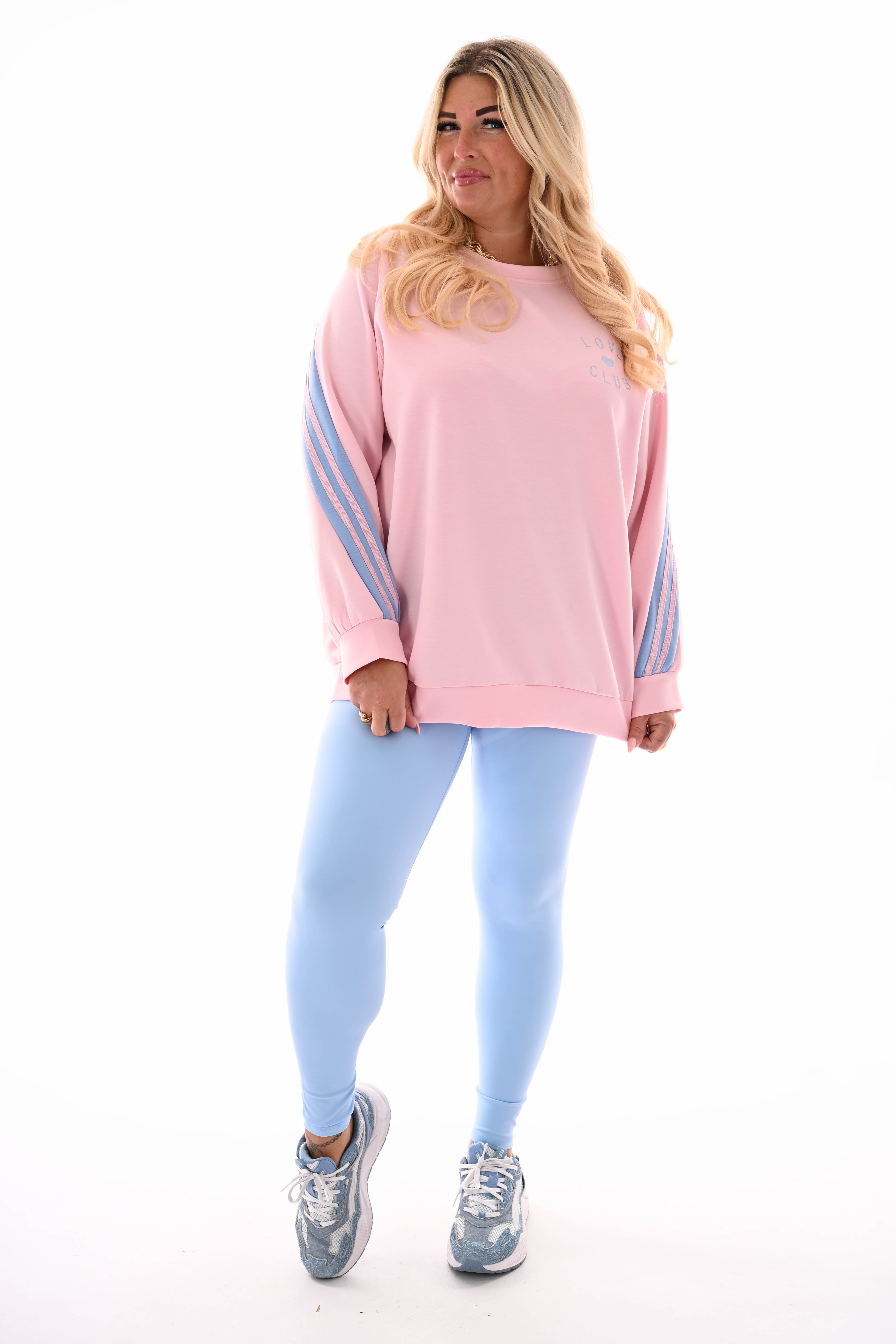 Sweater love club met bies lichtroze
