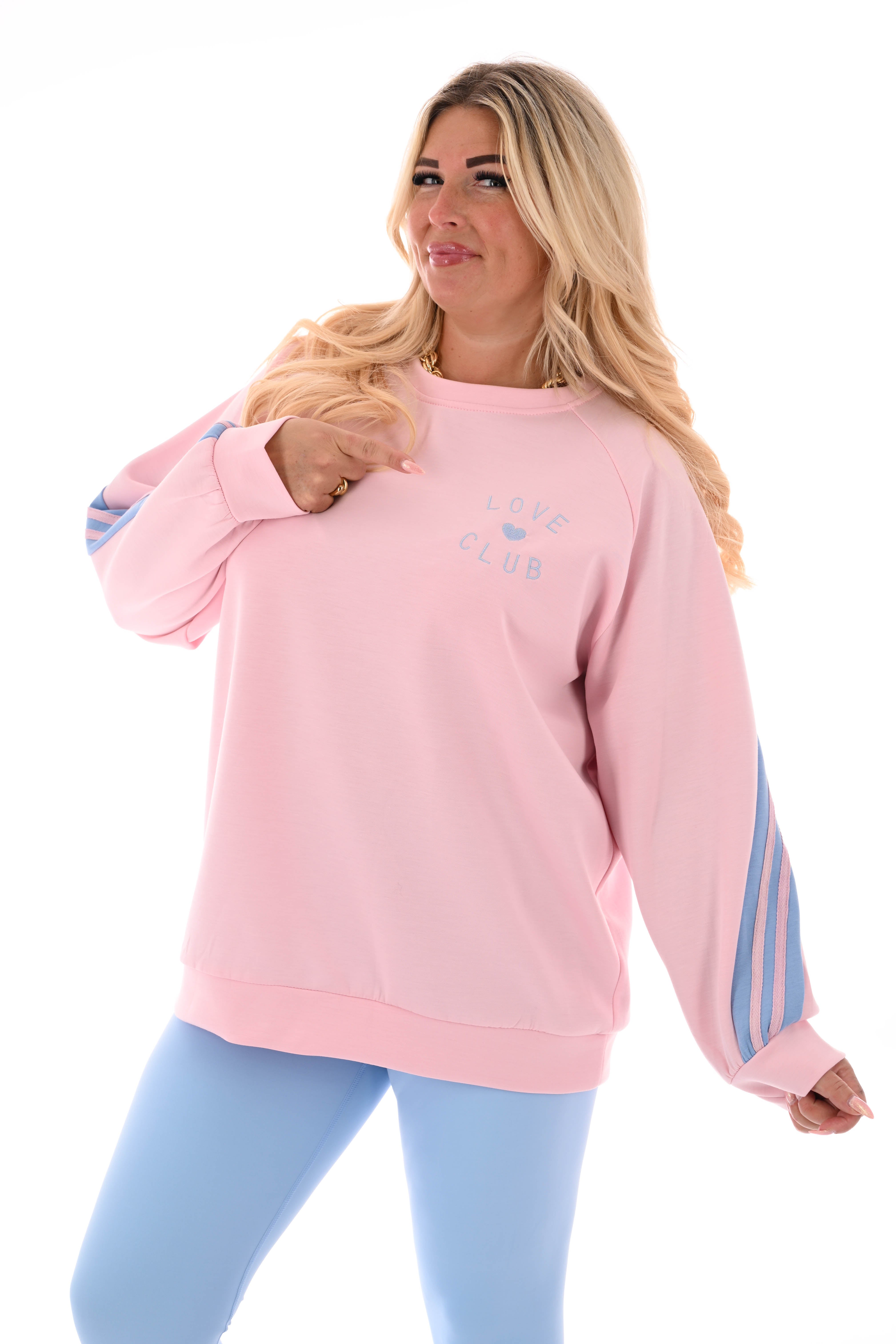 Sweater love club met bies lichtroze