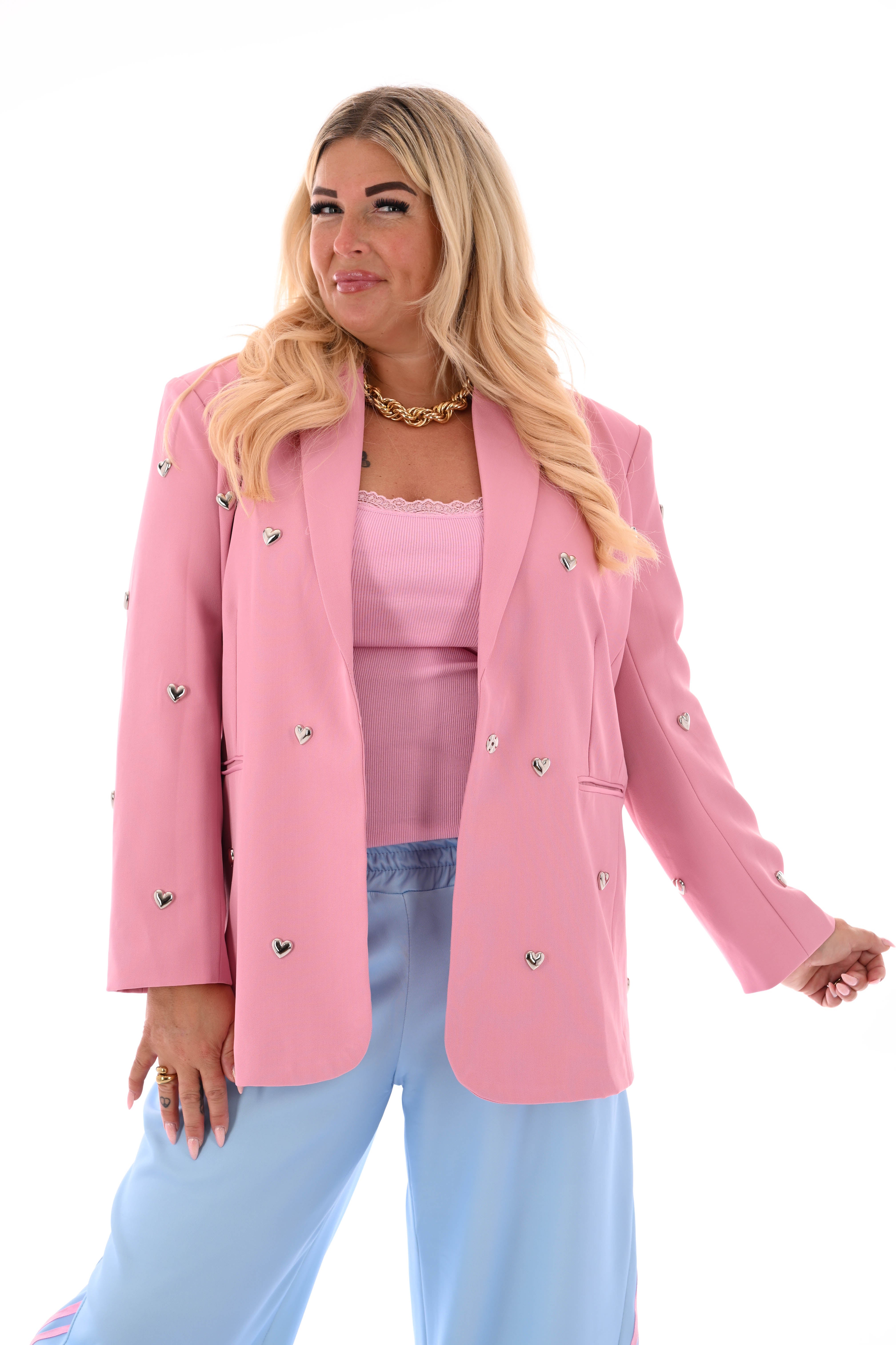 Blazer met hartjes lichtroze
