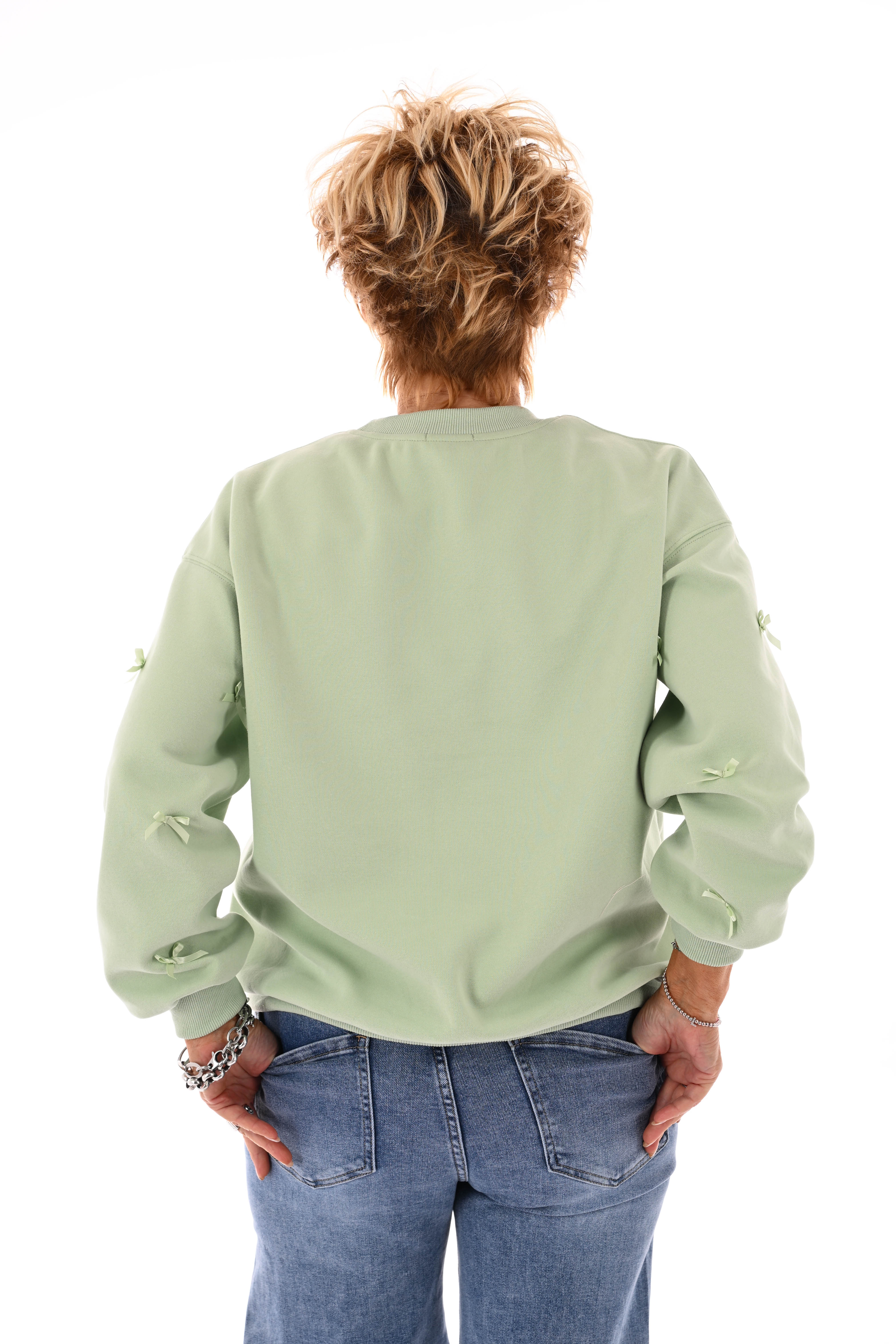 Sweater strikjes pistache