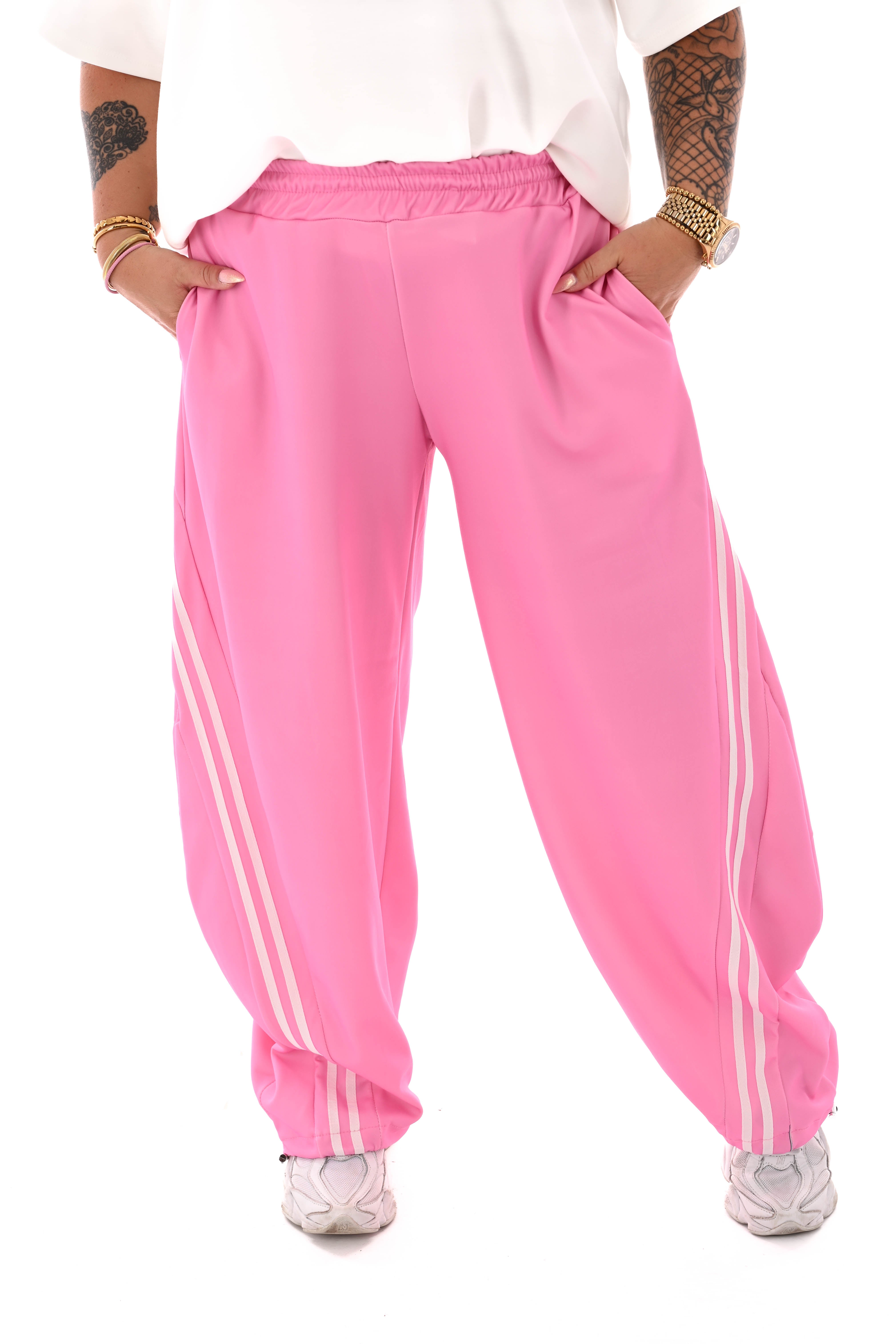 Joggingsbroek balloon met bies roze