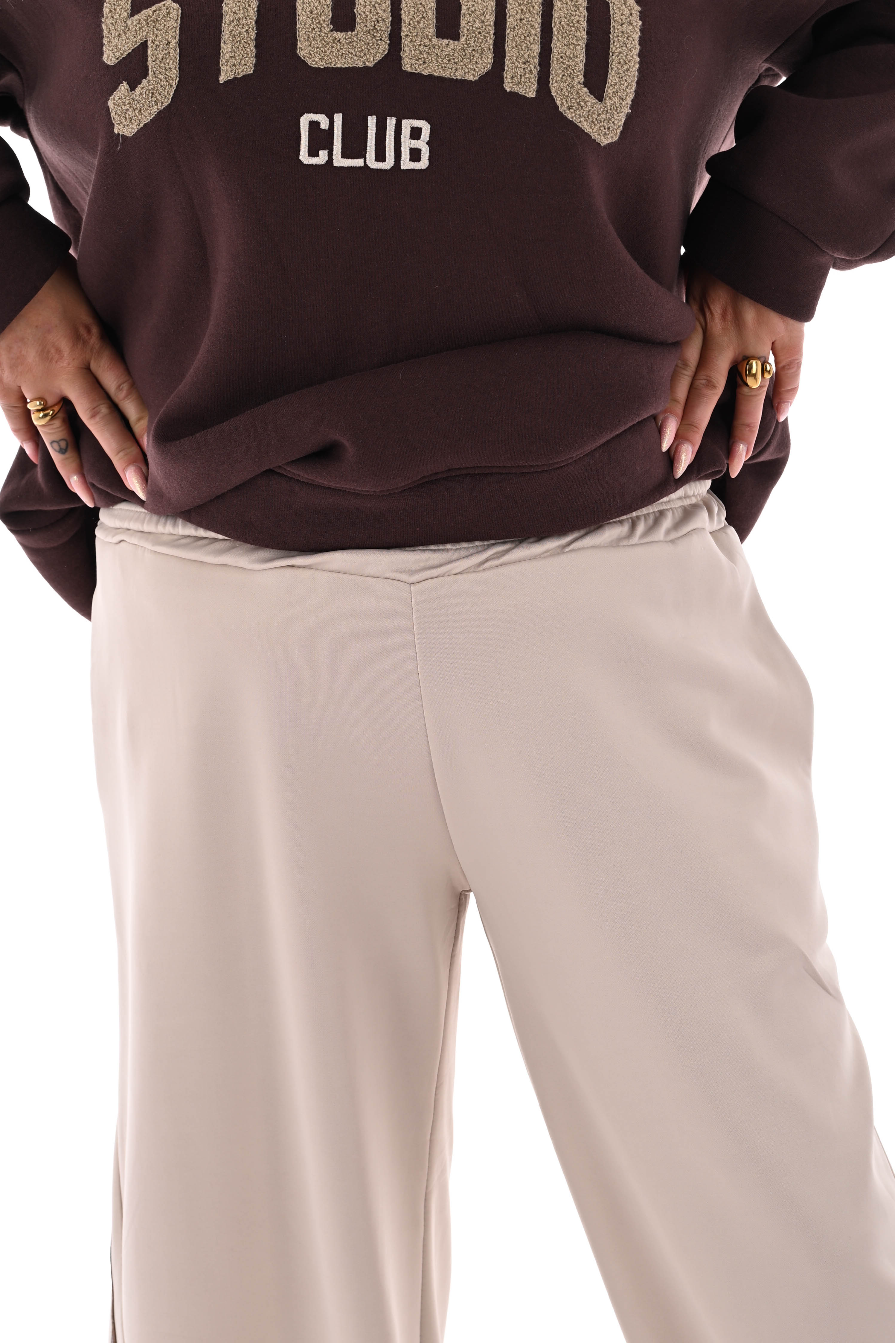 Joggingsbroek balloon met bies beige