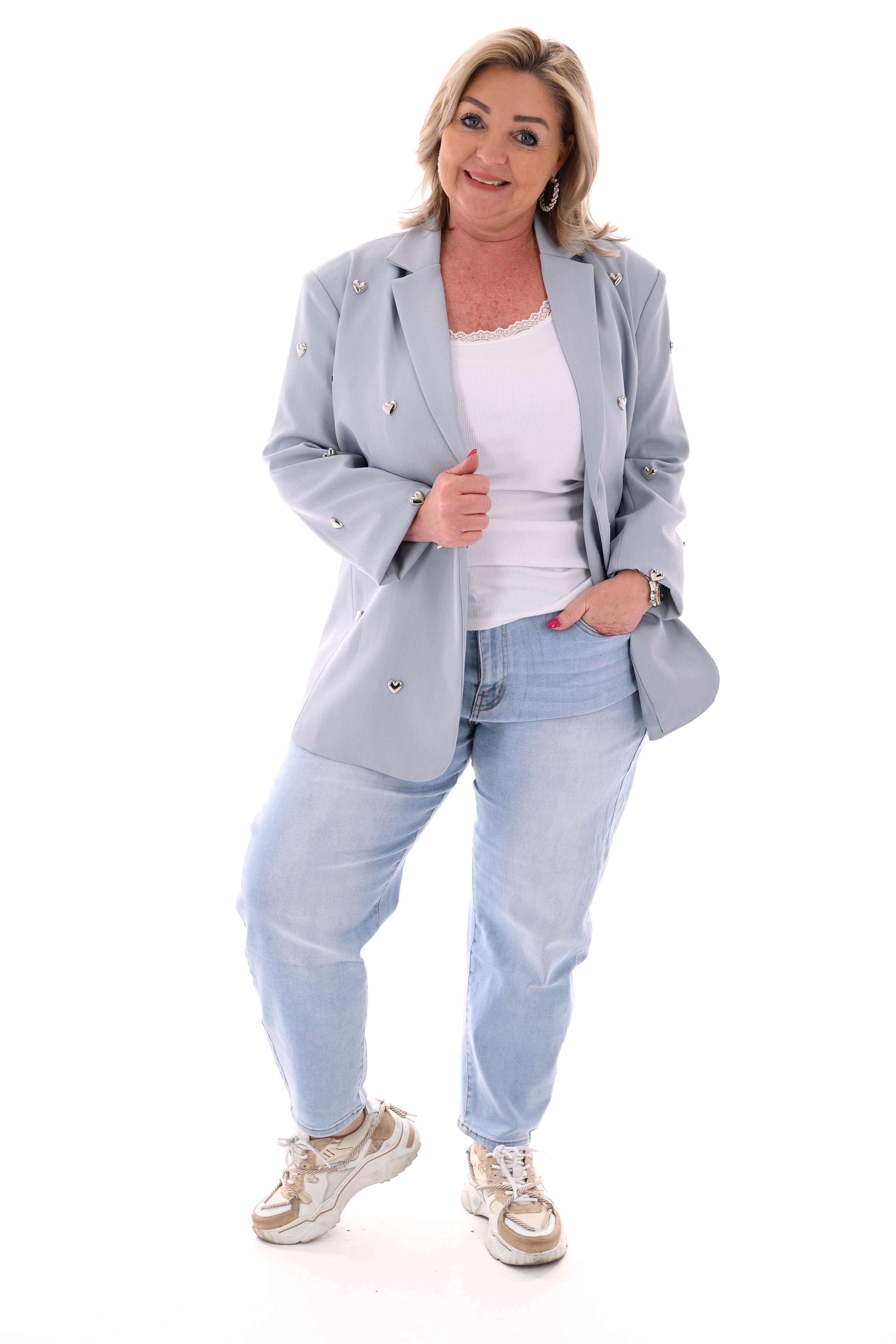 Blazer met hartjes jeansblauw