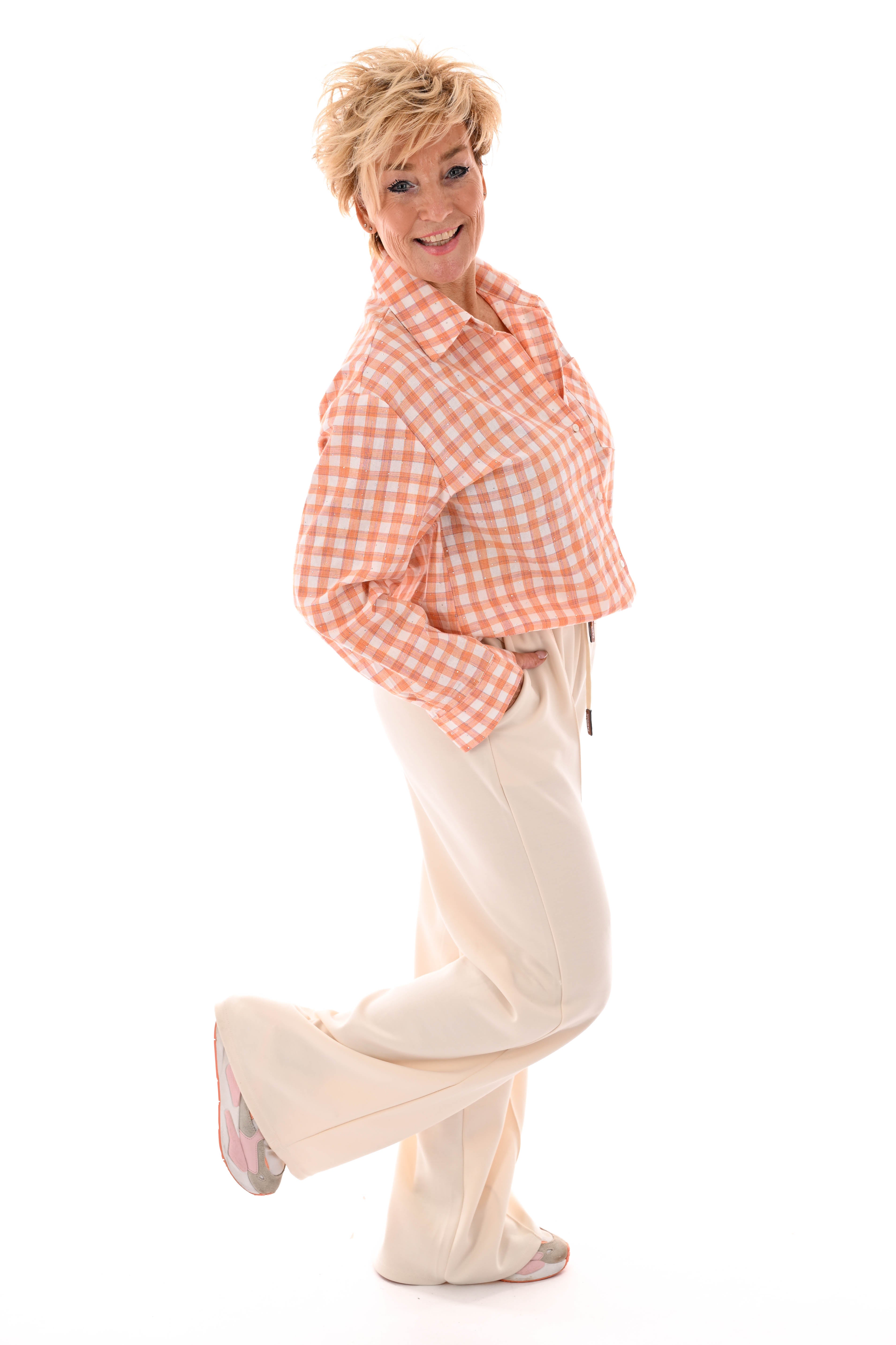 Blouse strass houthakkers oranje