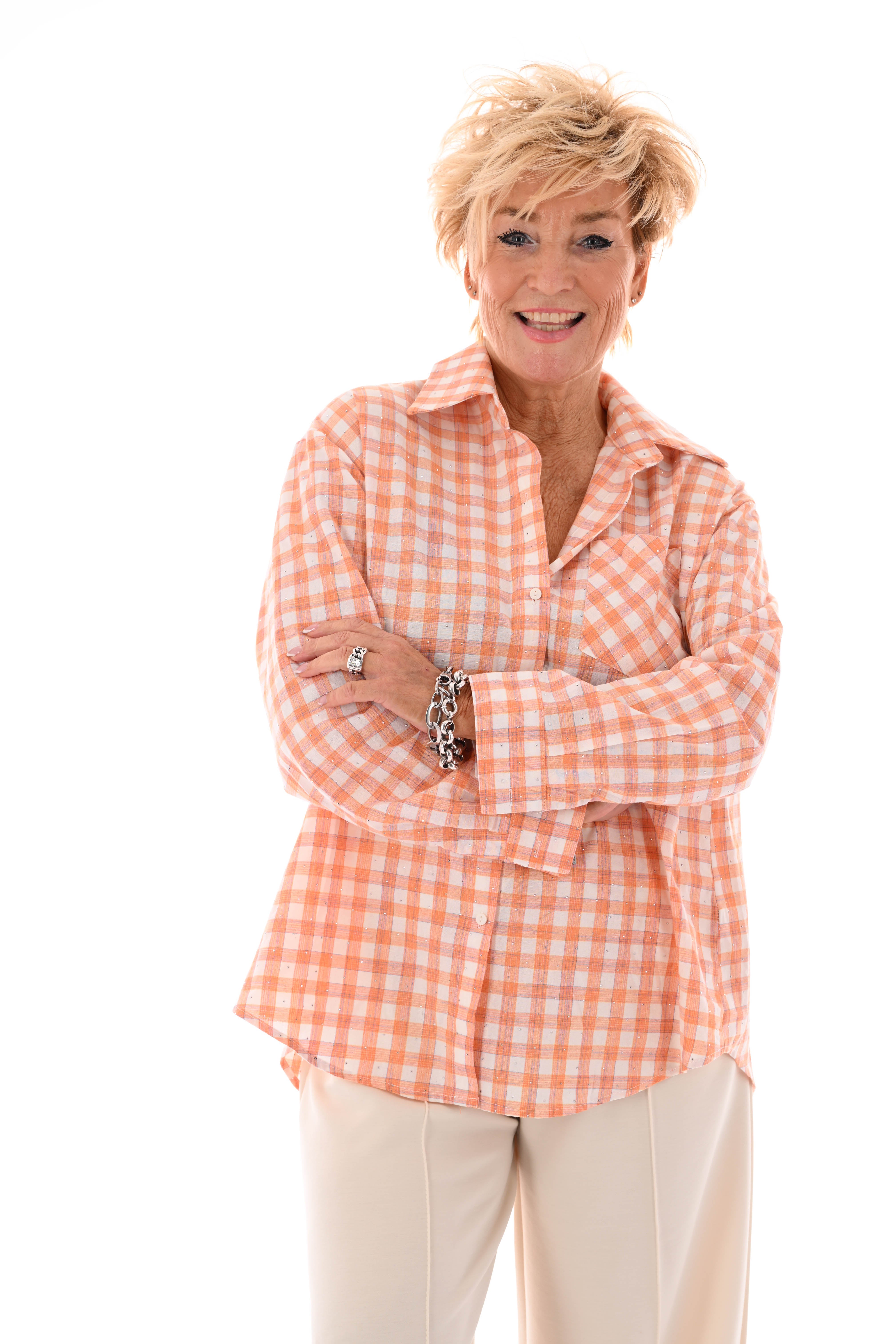 Blouse strass houthakkers oranje