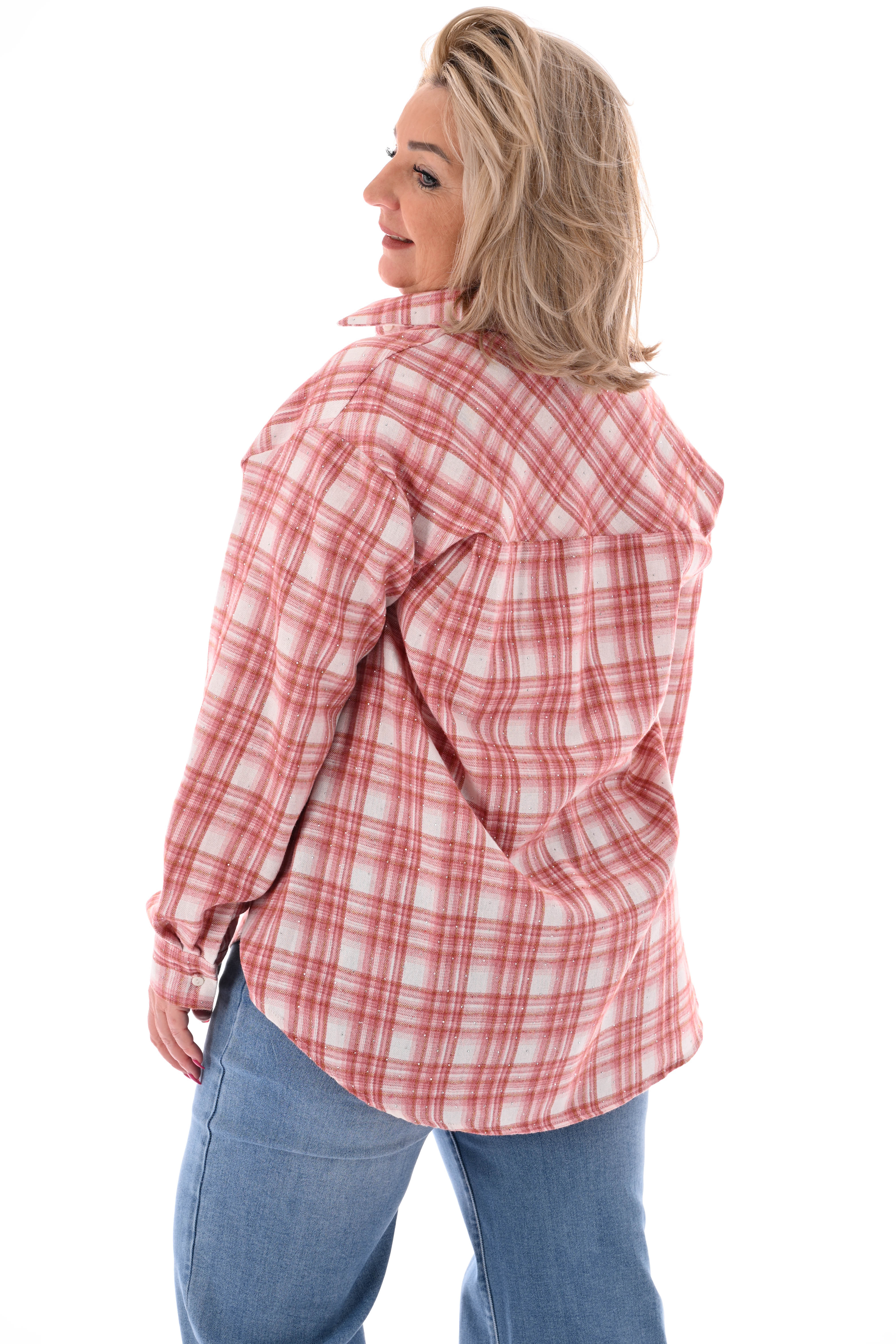 Blouse strass houthakkers roze