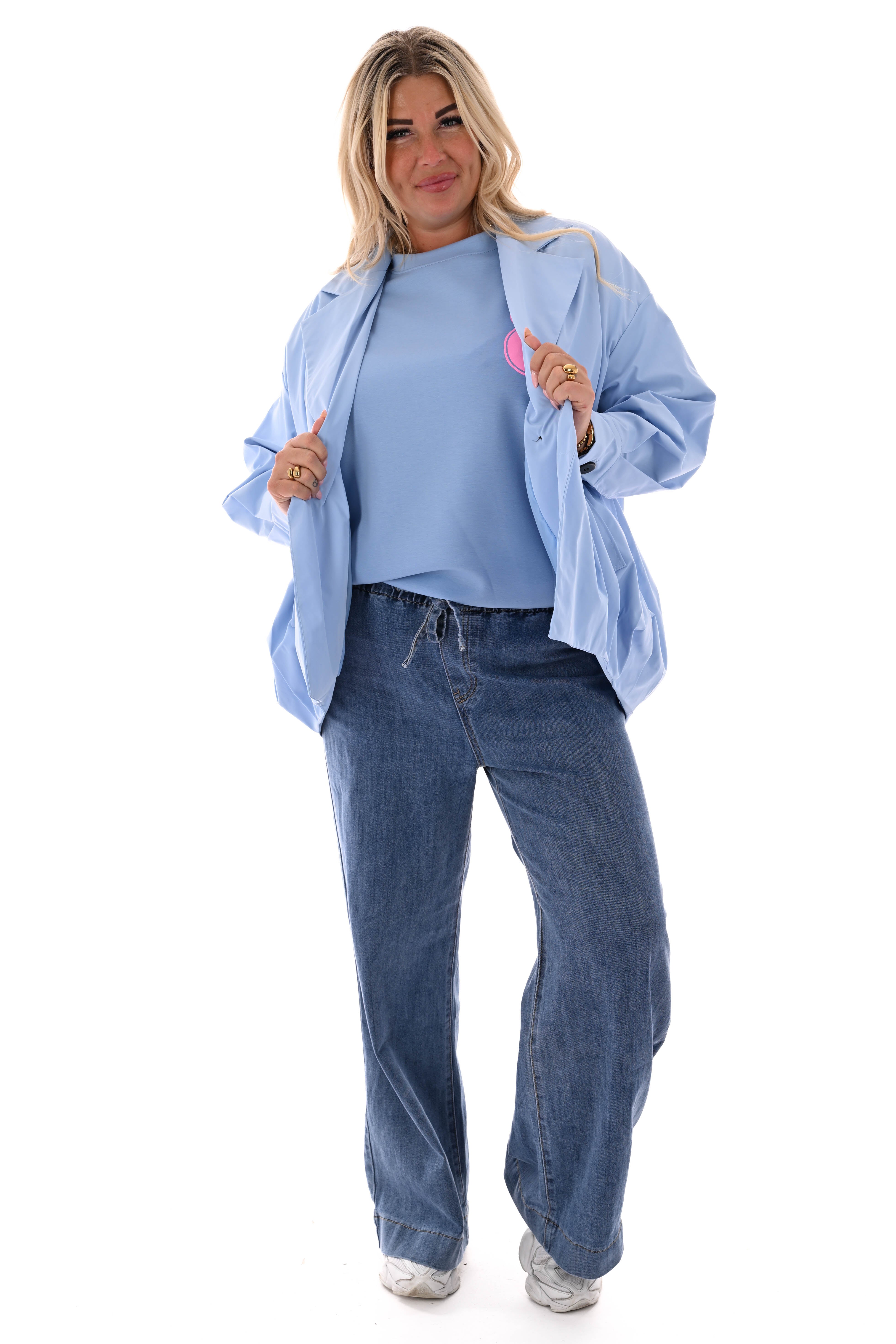 Jasje tweeknoops uni lichtblauw