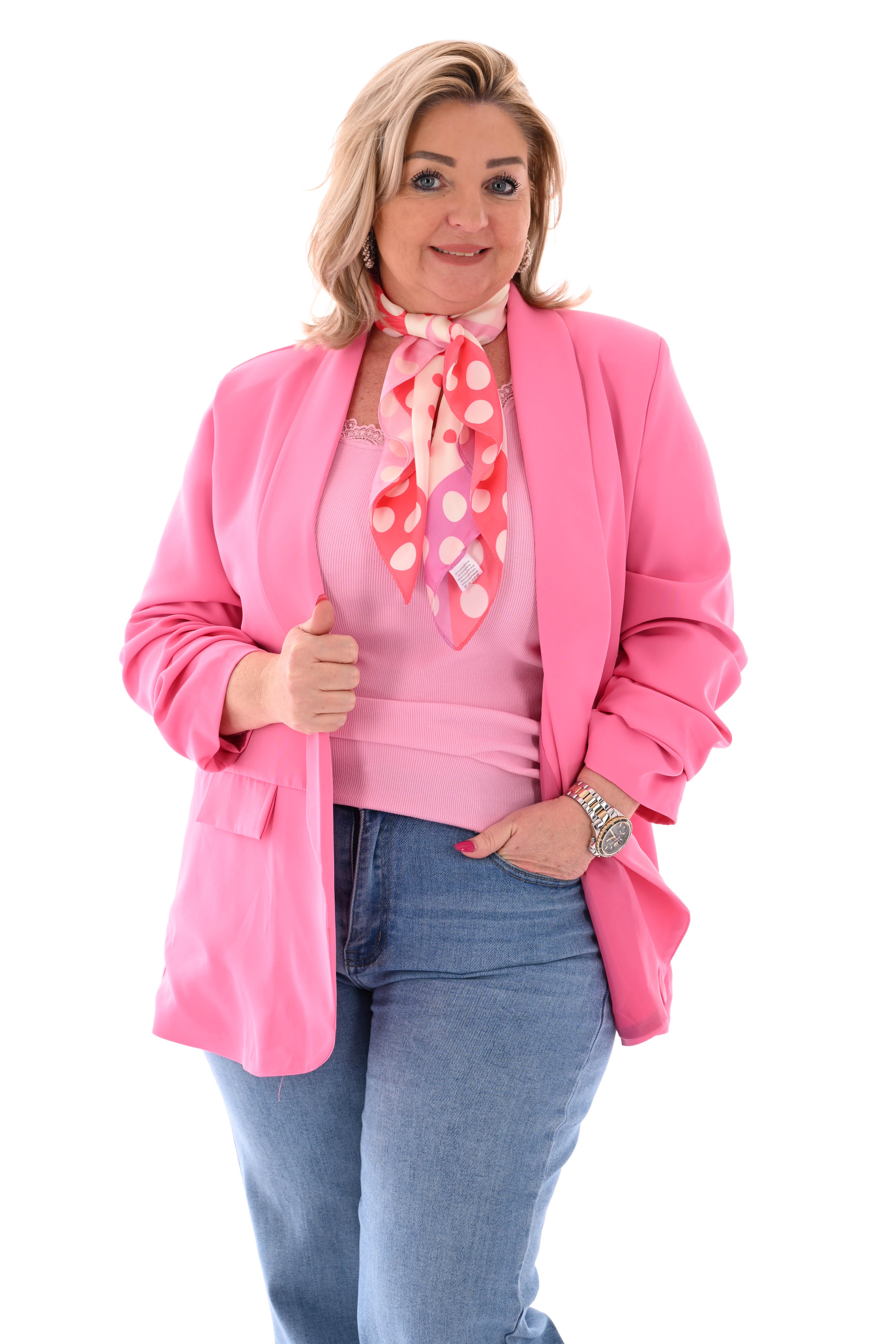 Blazer ophaalmouwen uni roze