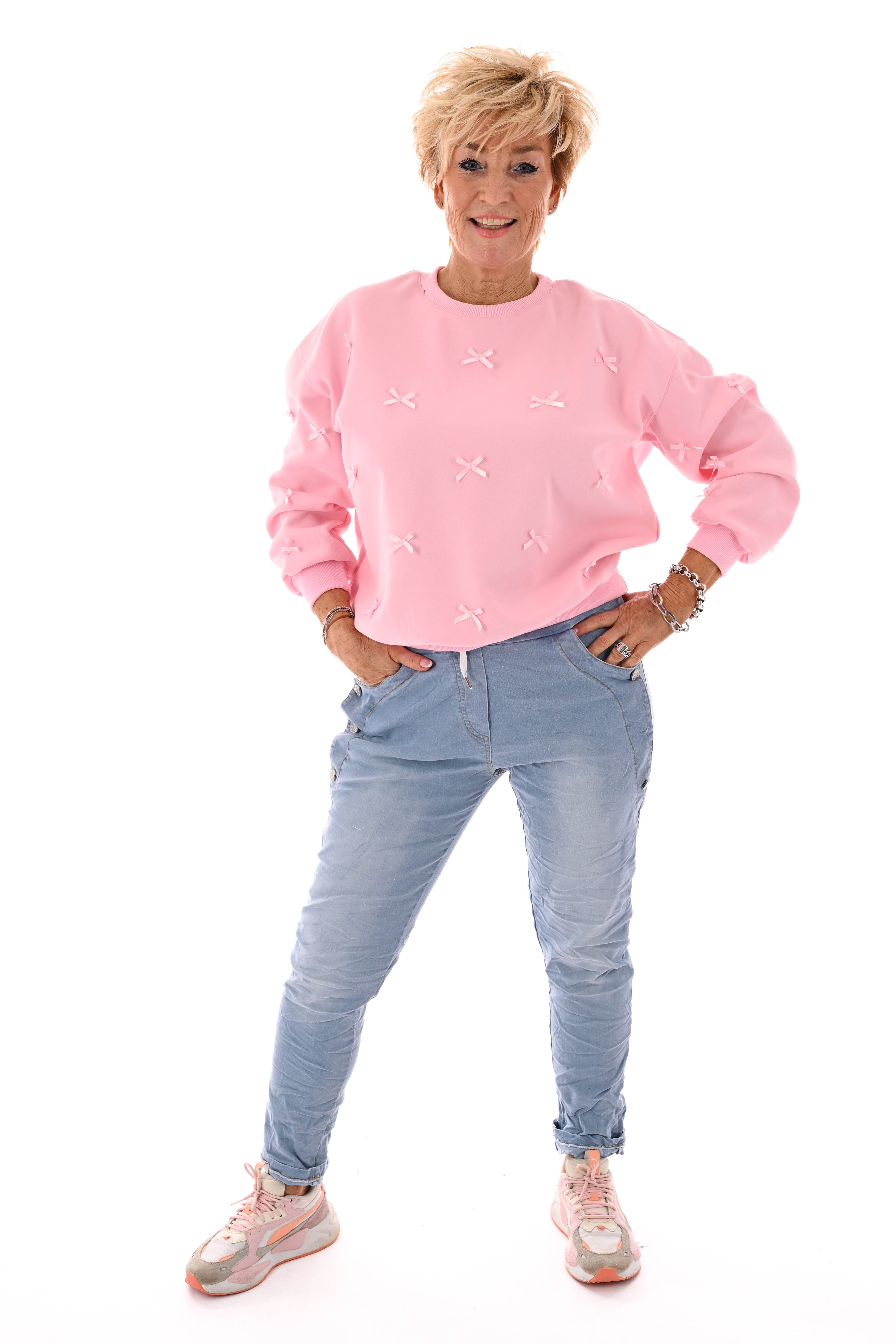 Stretchbroek jeans knopen lichtblauw