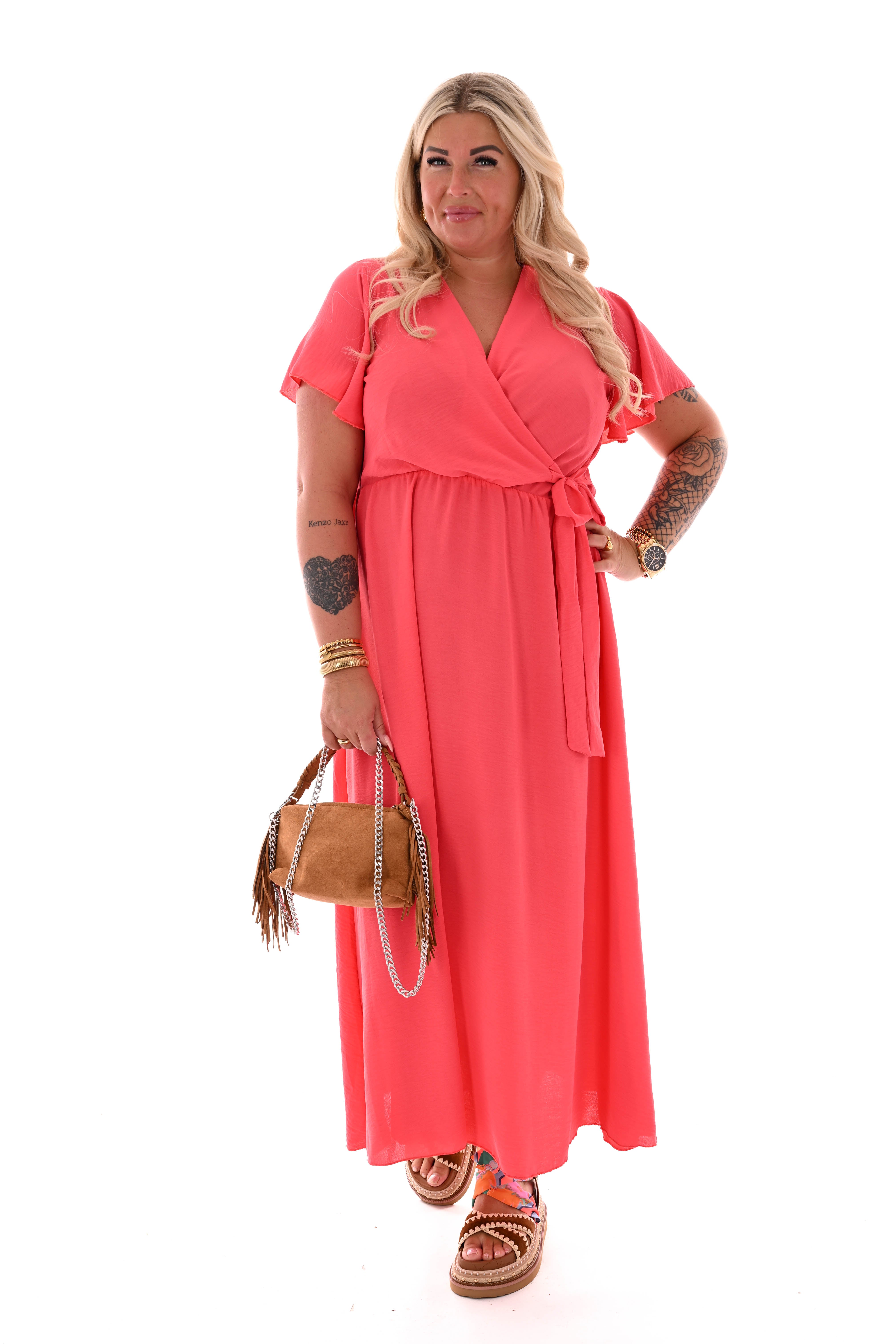 Suedelook handtas franjes cognac