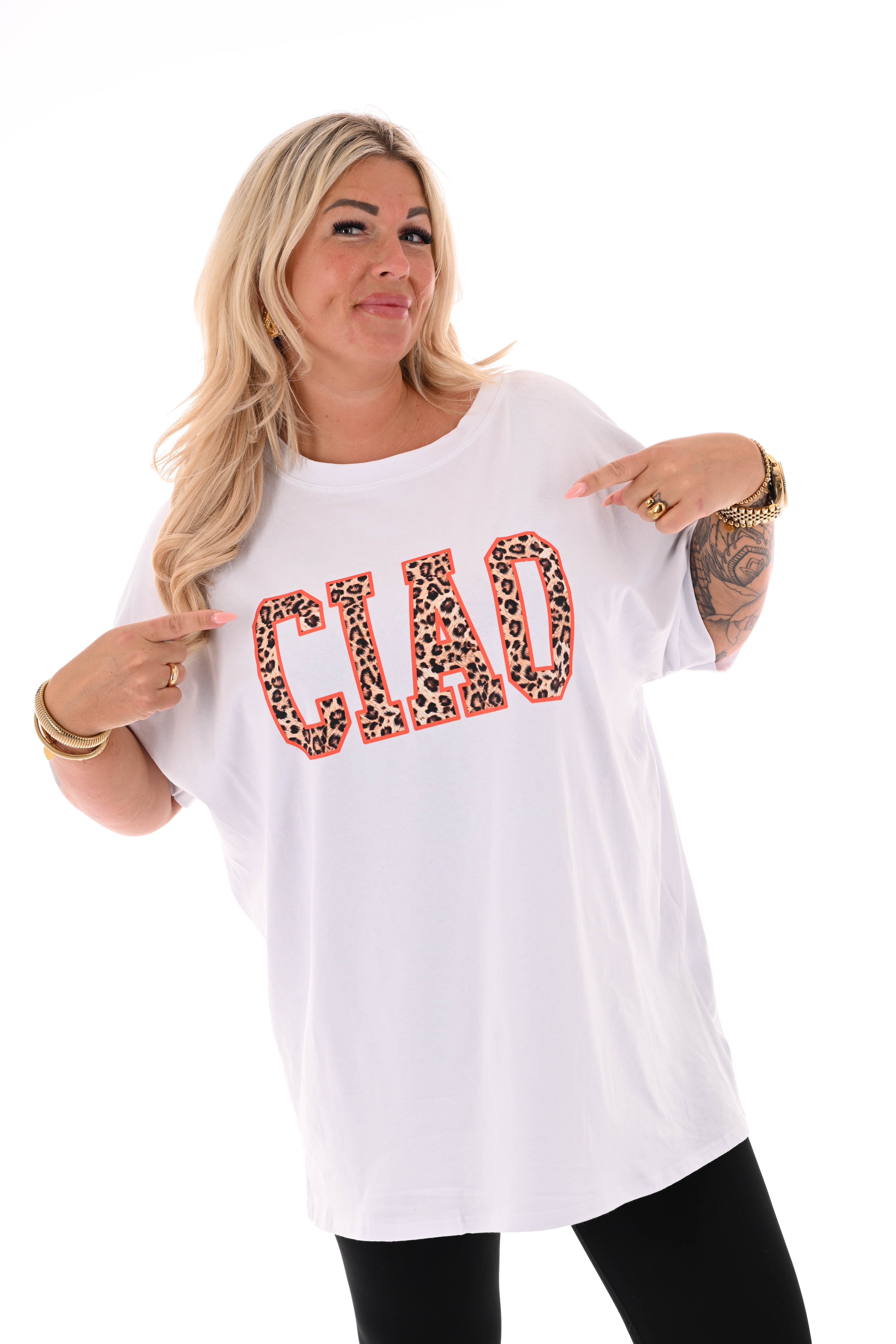T-shirt panter Ciao wit