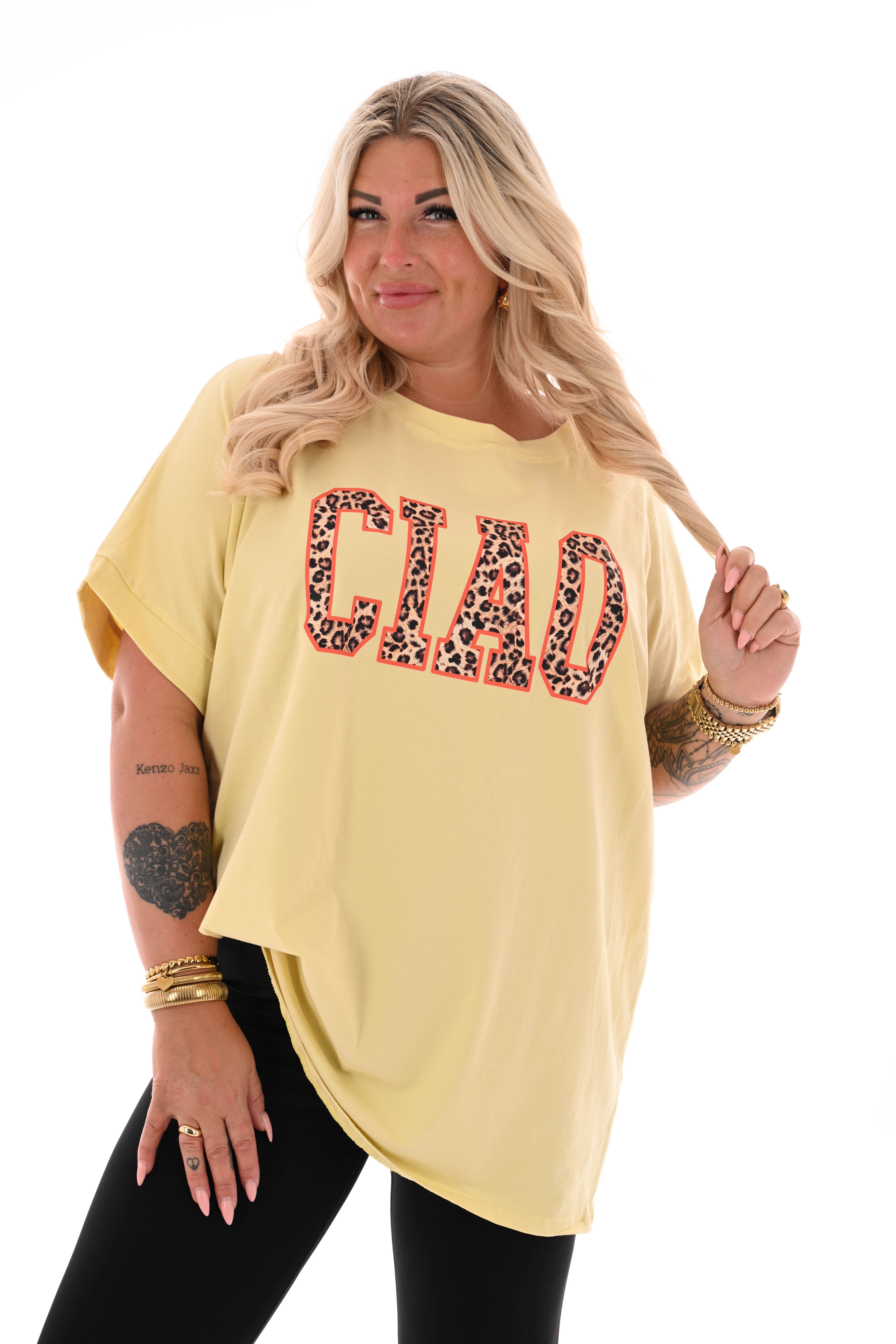 T-shirt panter Ciao lichtgeel