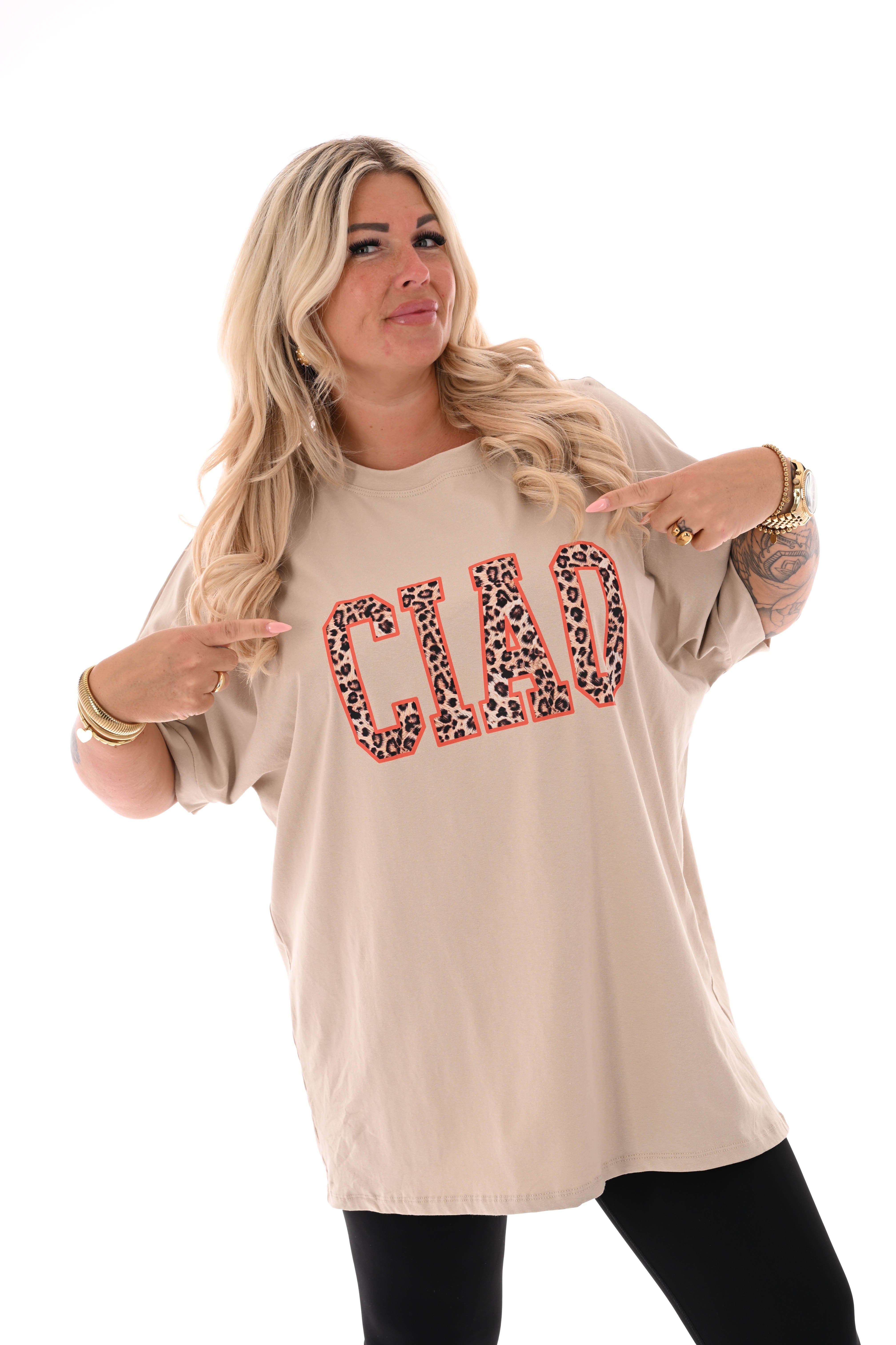 T-shirt panter Ciao beige