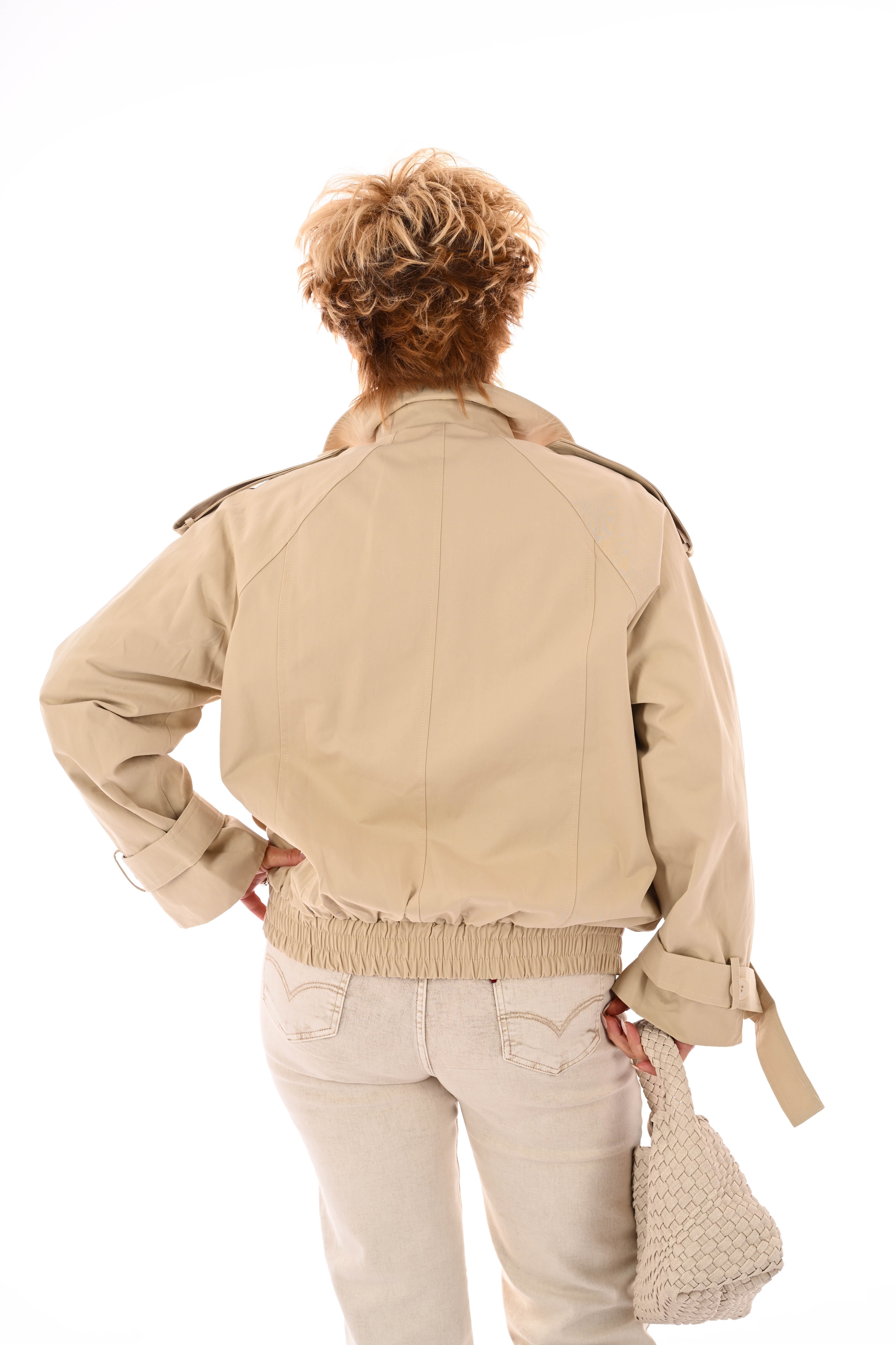 Kort jasje bomber beige