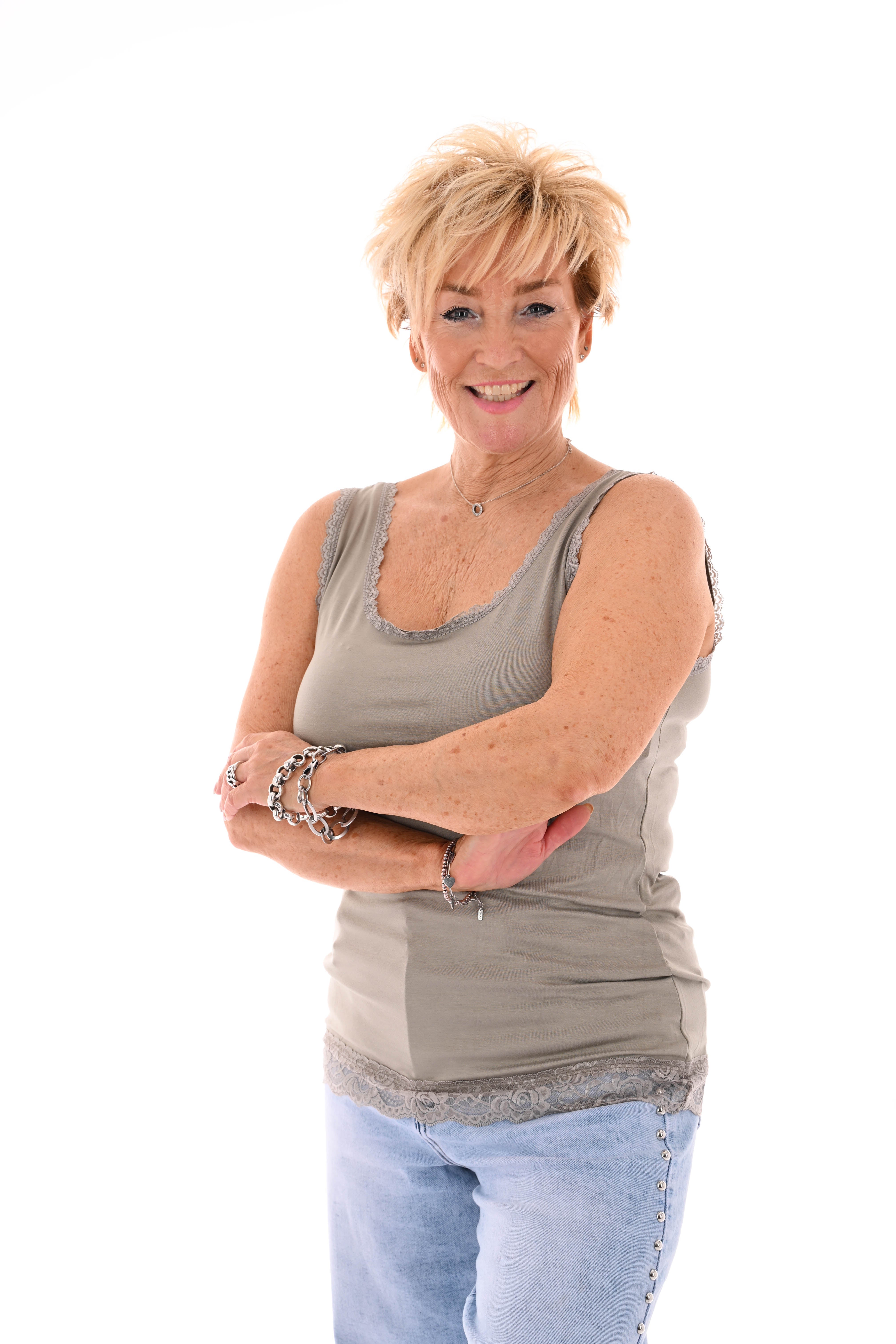 Hemdje kanten onderrand taupe