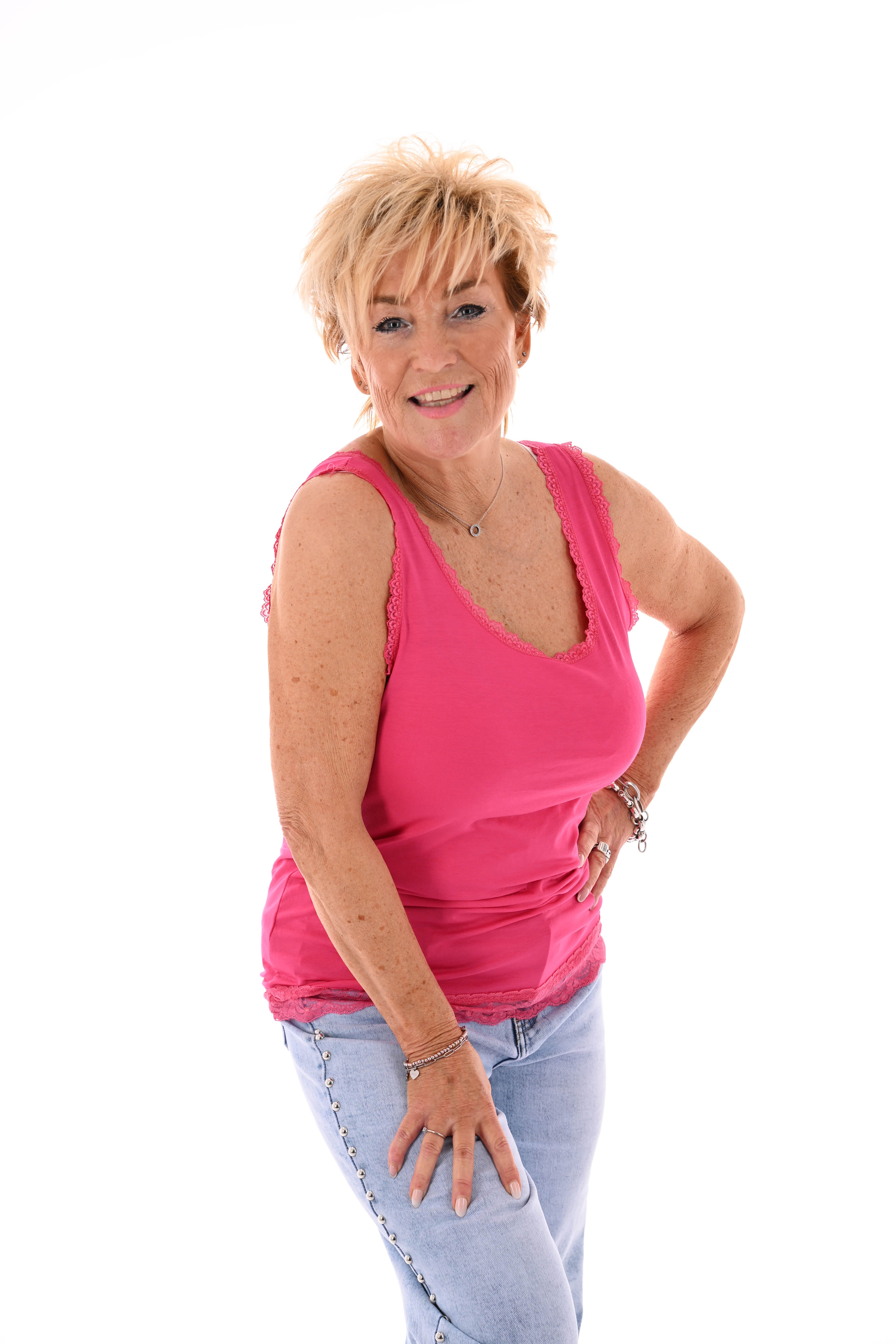 Hemdje kanten onderrand fuchsia