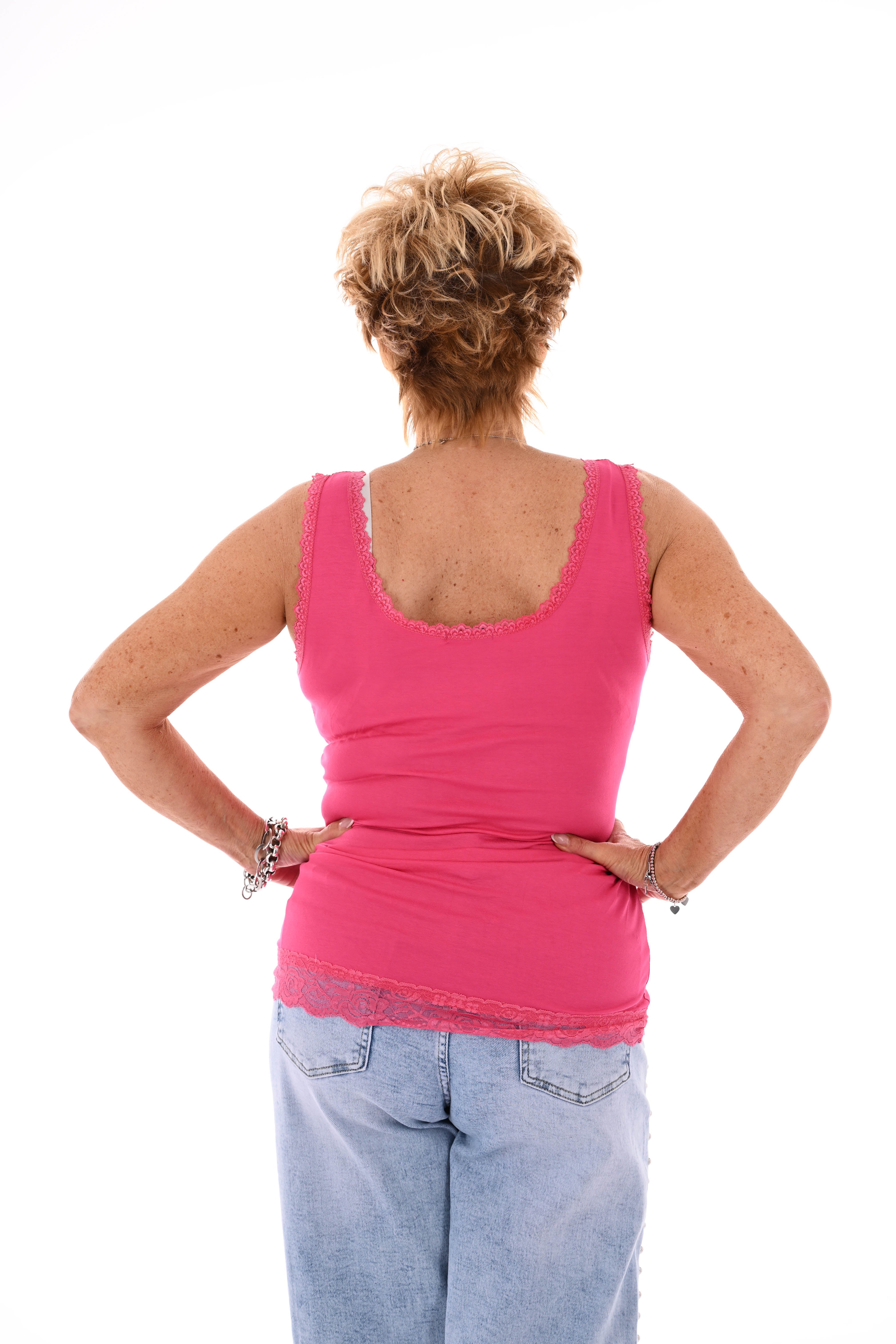 Hemdje kanten onderrand fuchsia