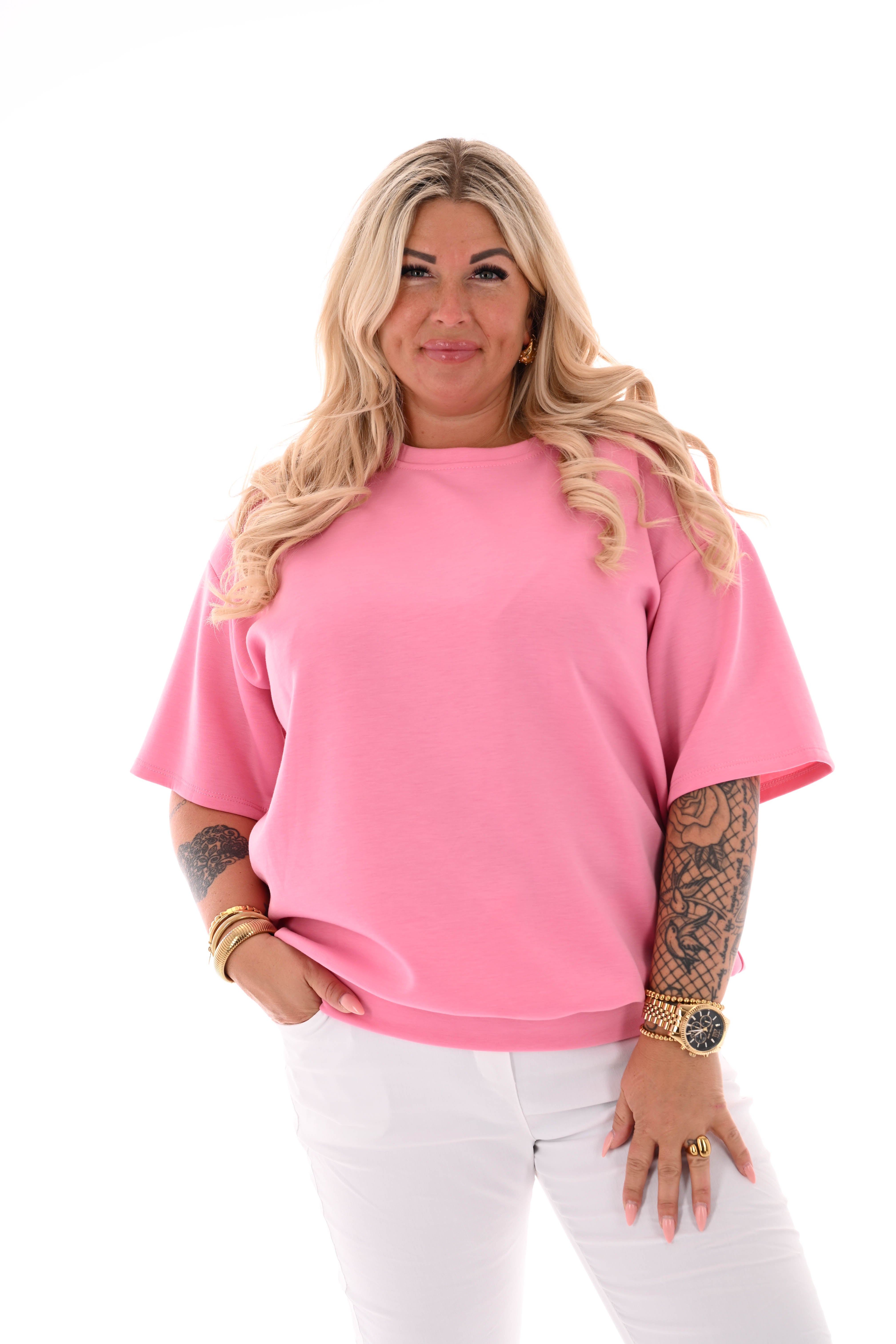 Sweater korte mouwen girls boss lichtroze