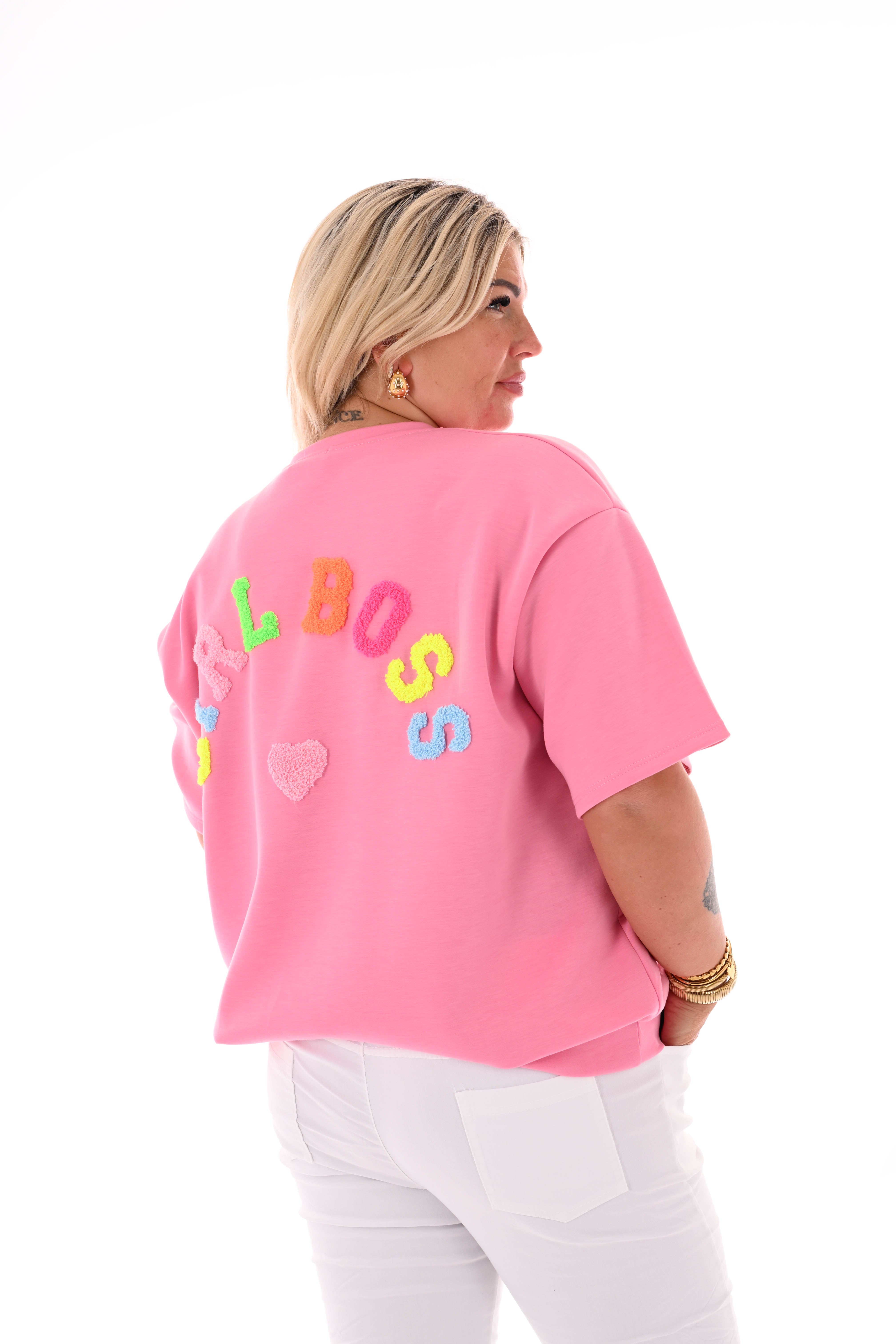 Sweater korte mouwen girls boss lichtroze