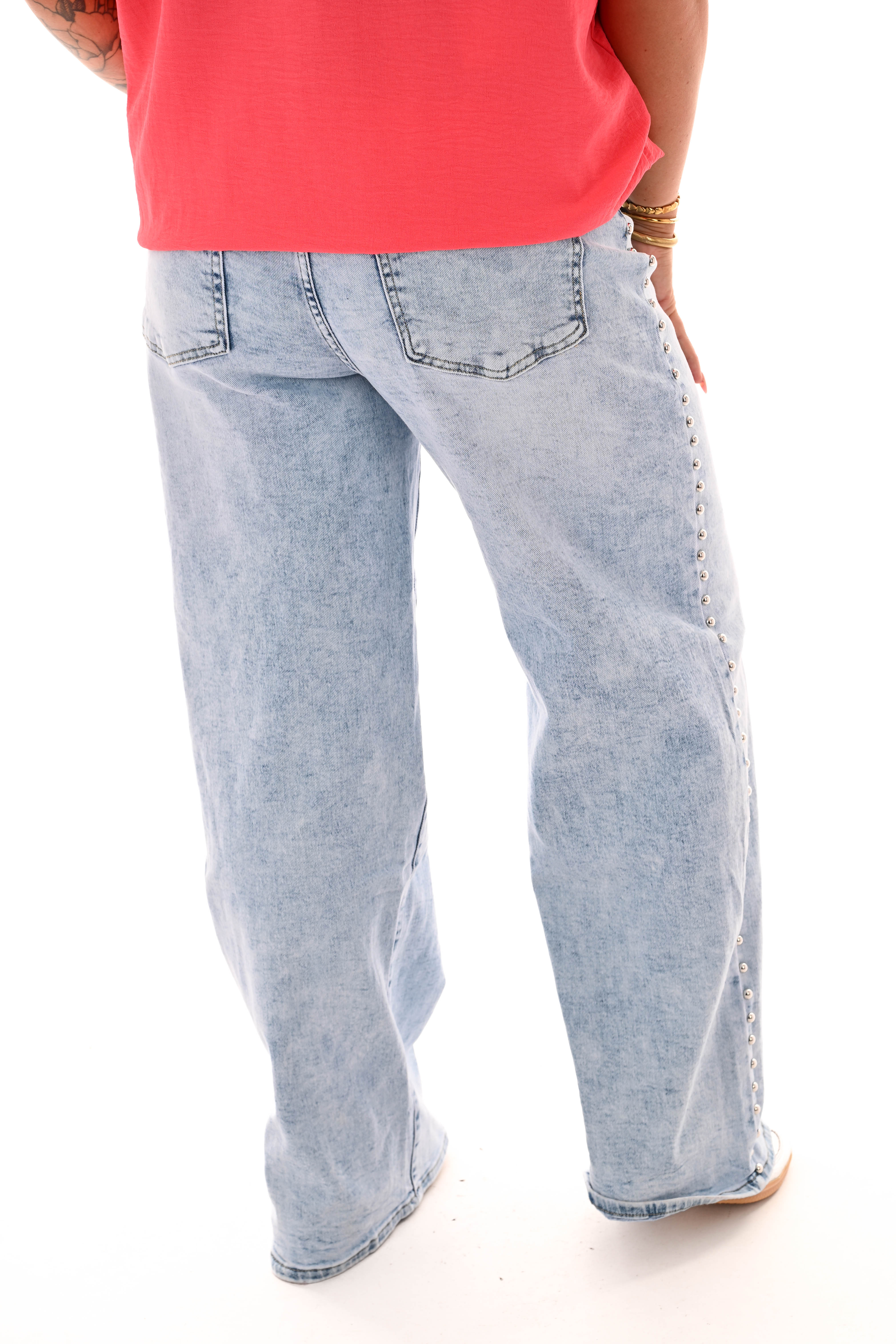Laulia jeans dadfit studs blauw