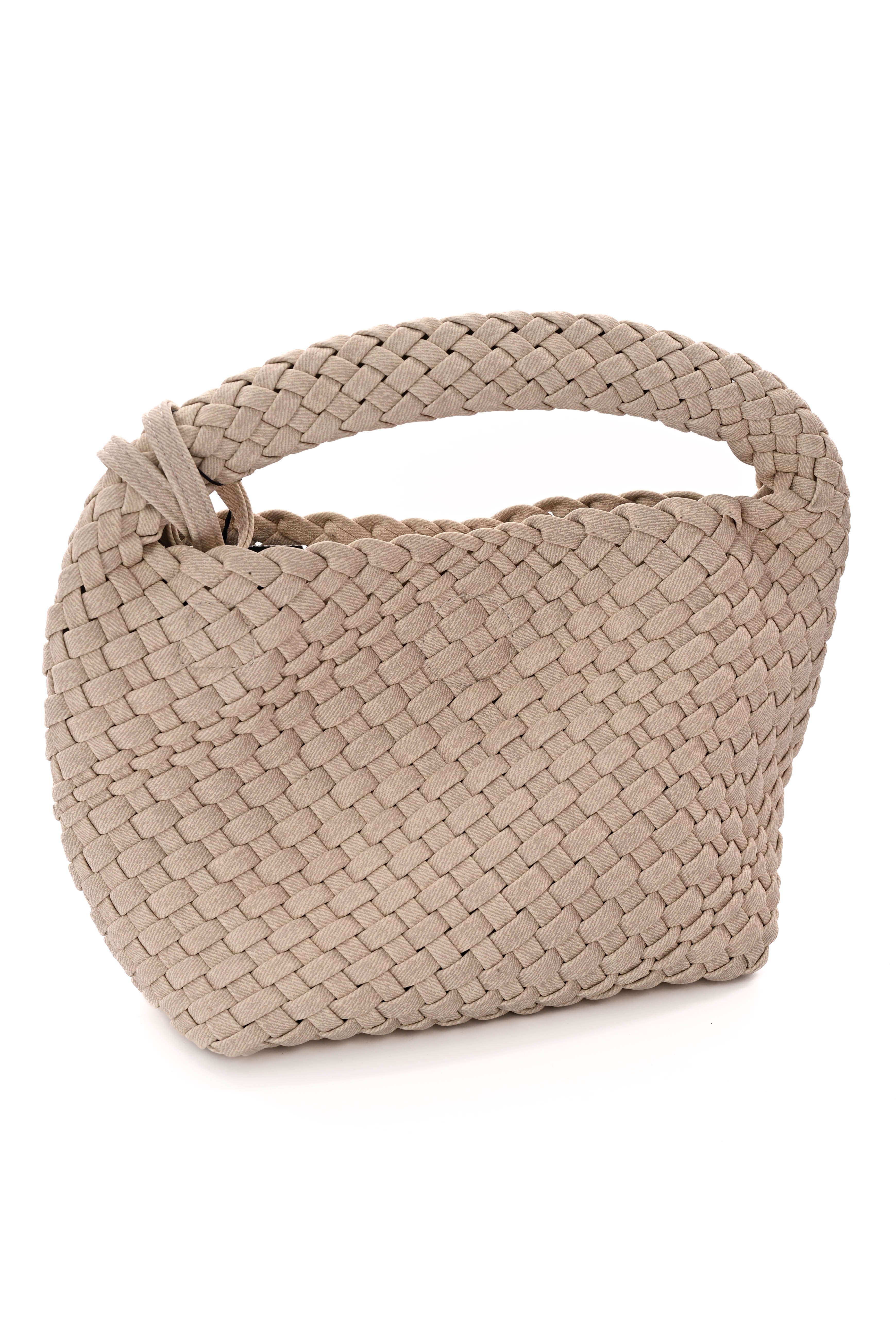 Kleine geweven tas beige