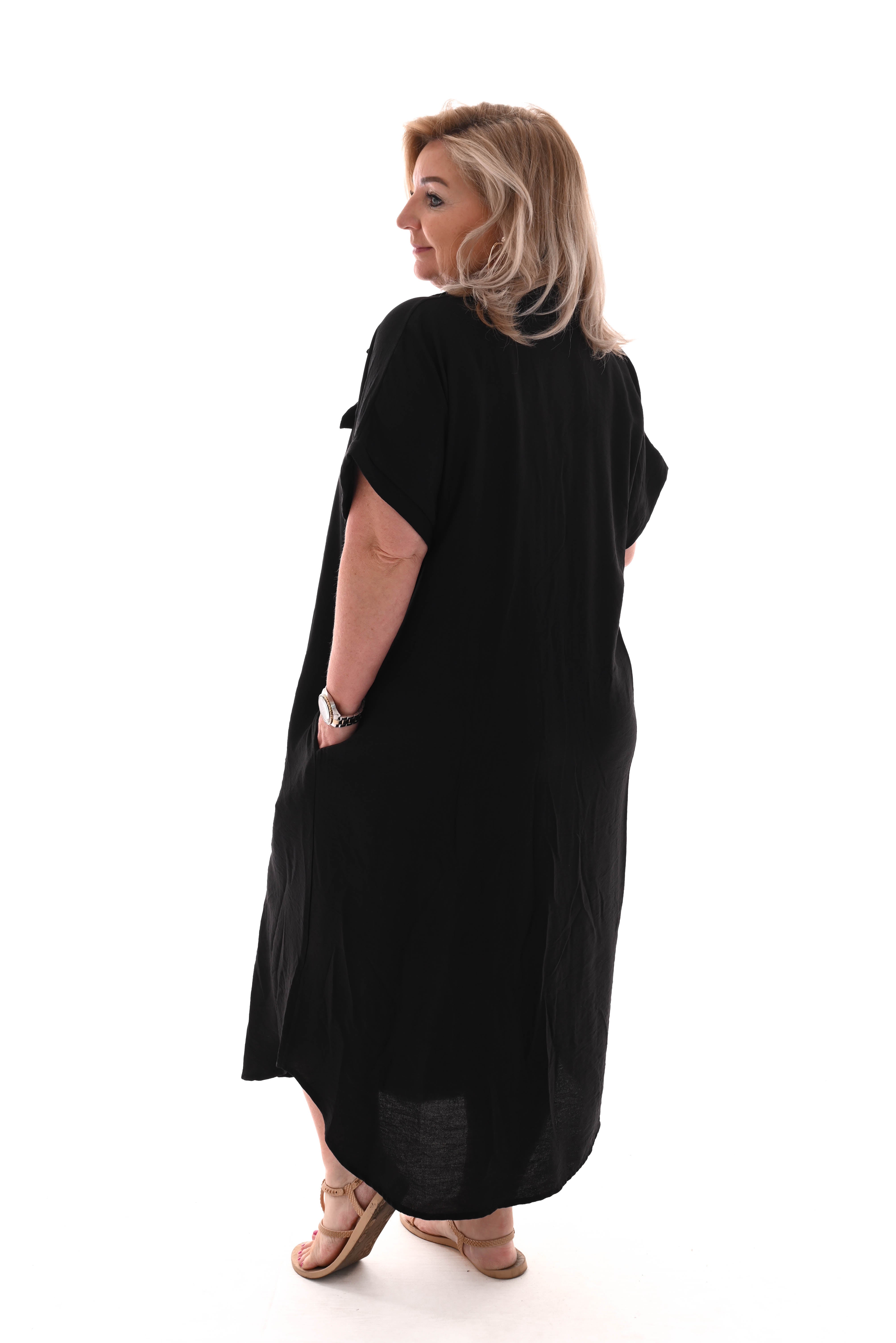 Blouse jurk doorknoop zwart