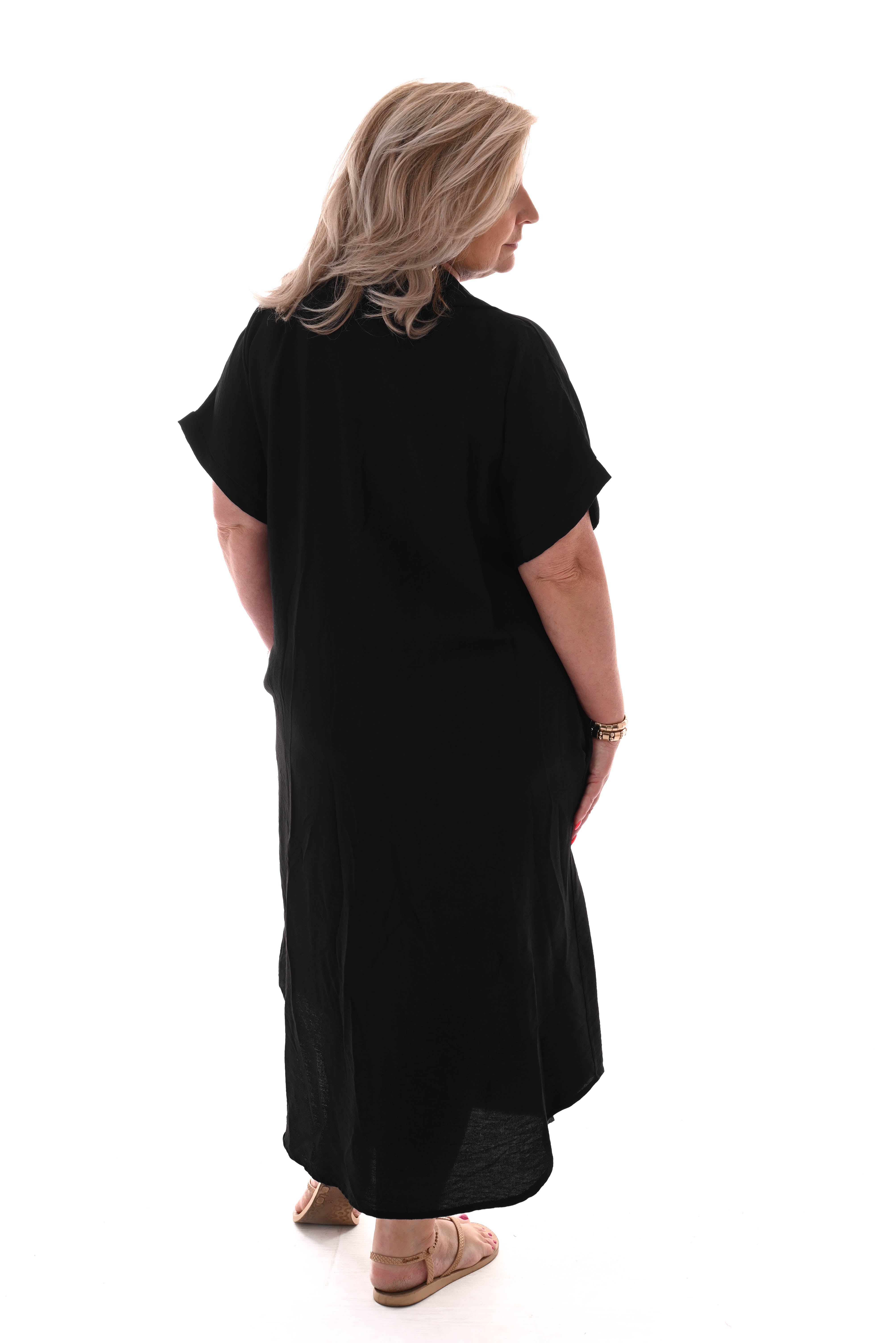 Blouse jurk doorknoop zwart