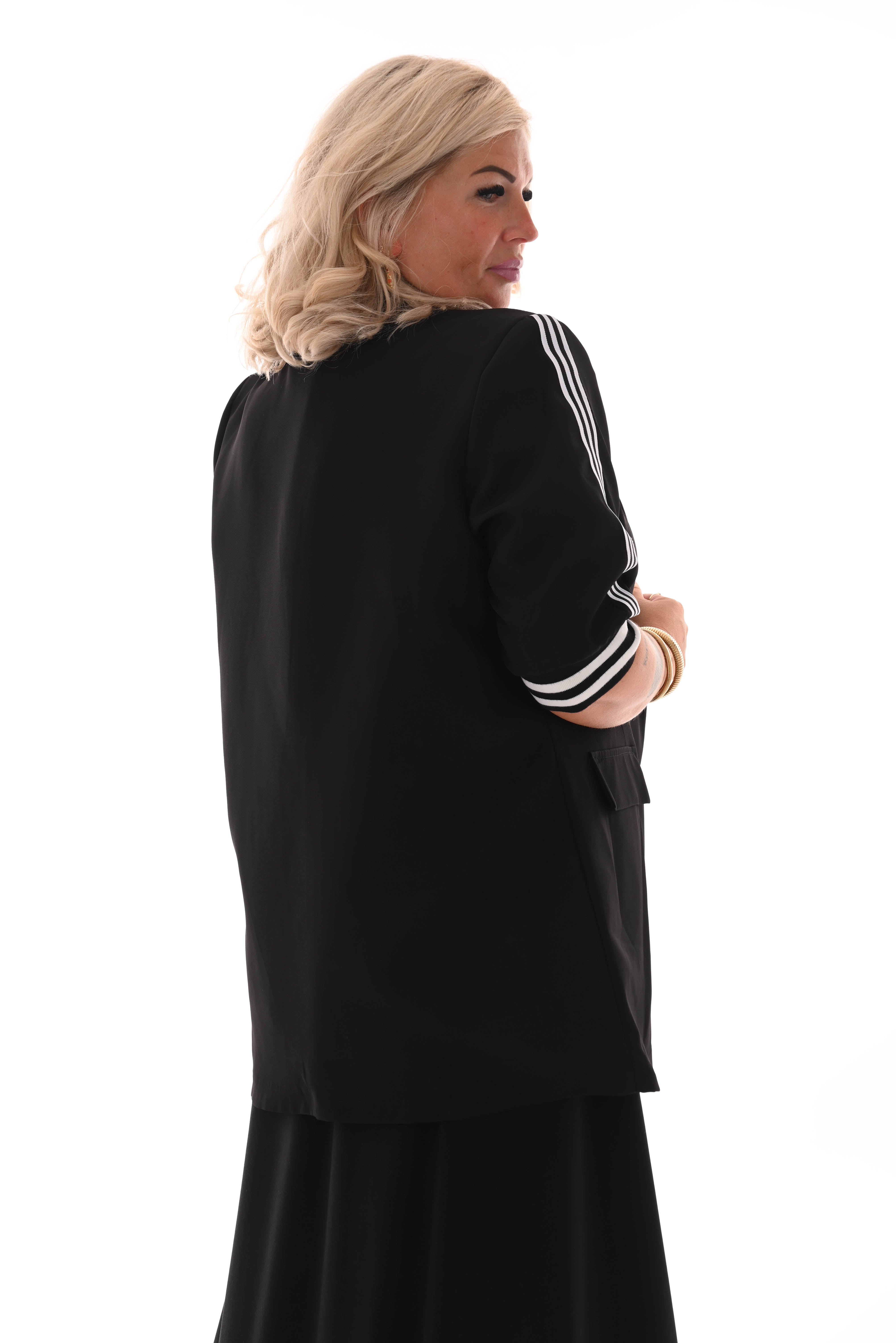 Blazer strepen korte mouwen zwart