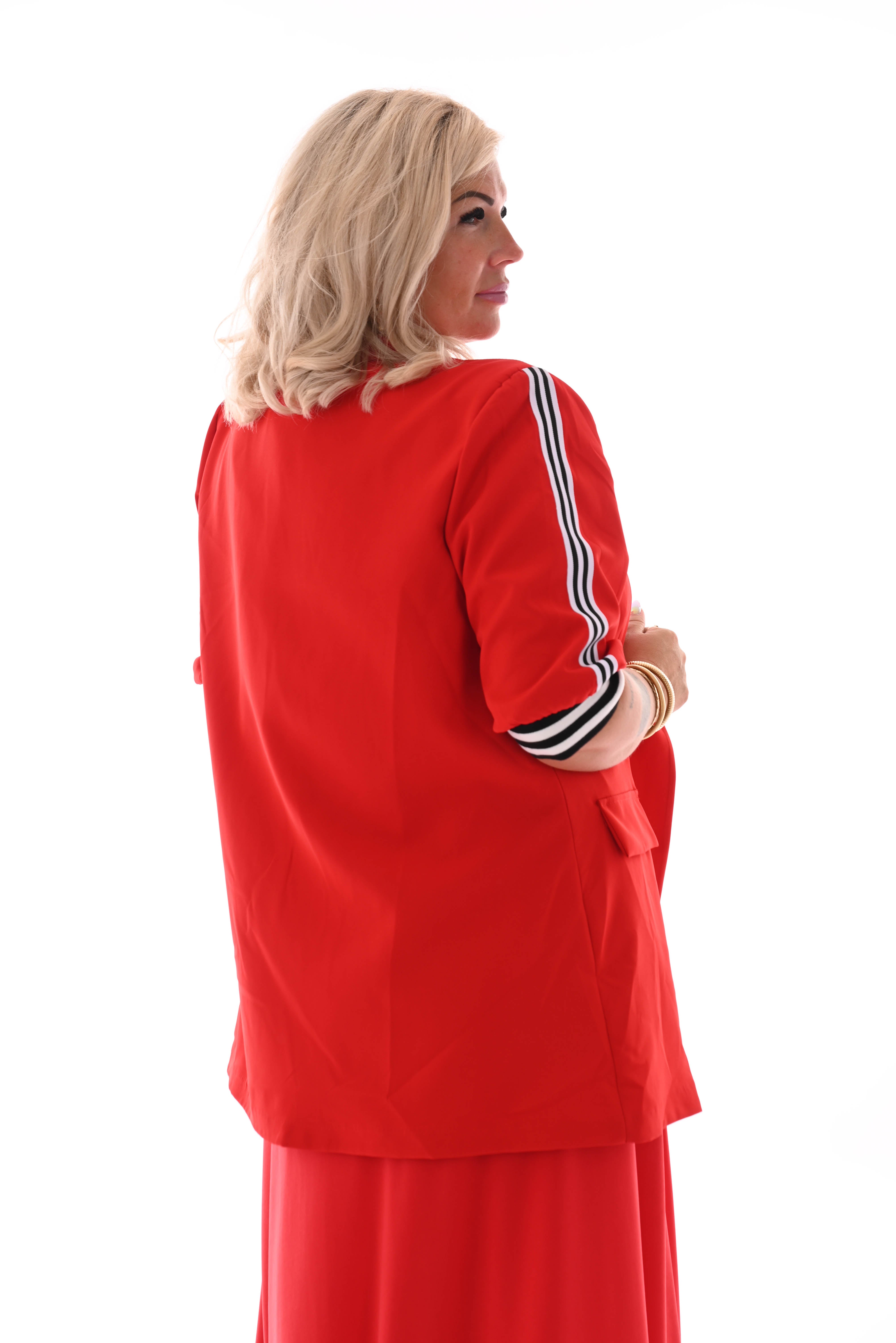 Blazer strepen korte mouwen rood